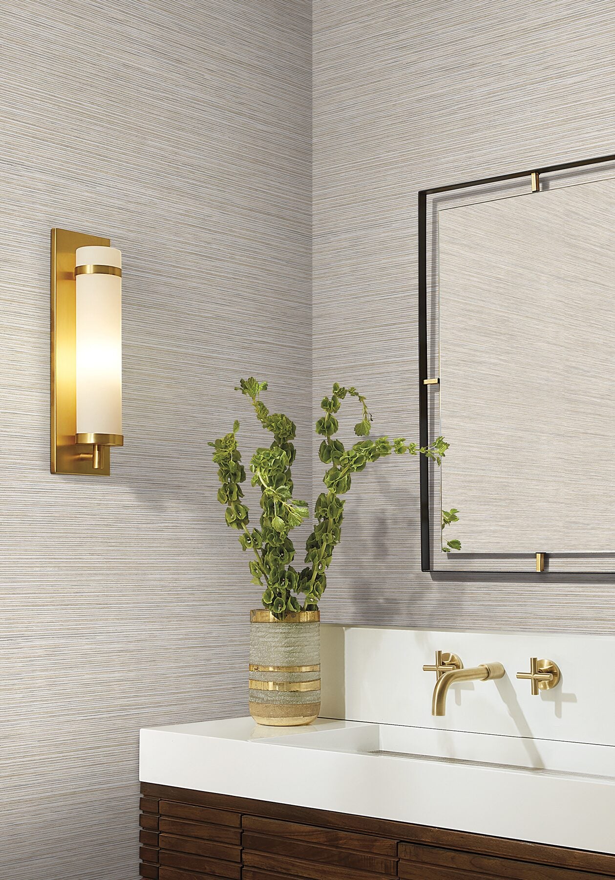 stacked-bamboo-silver-stripe-wallpaper-york-wallcoverings-cod0635n - York Wallcoverings Wallpaper