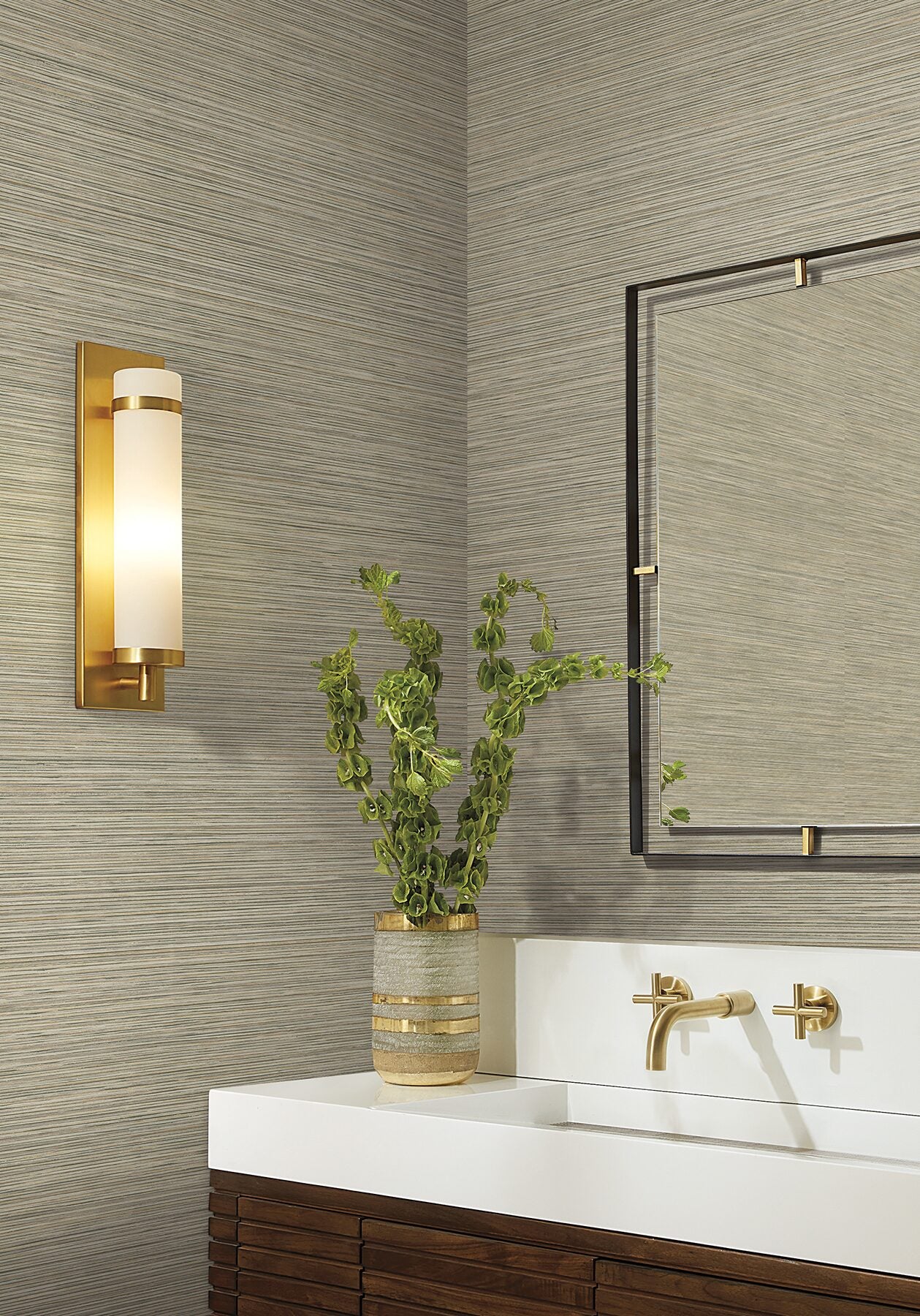 stacked-bamboo-moss-stripe-wallpaper-york-wallcoverings-cod0637n - York Wallcoverings Wallpaper