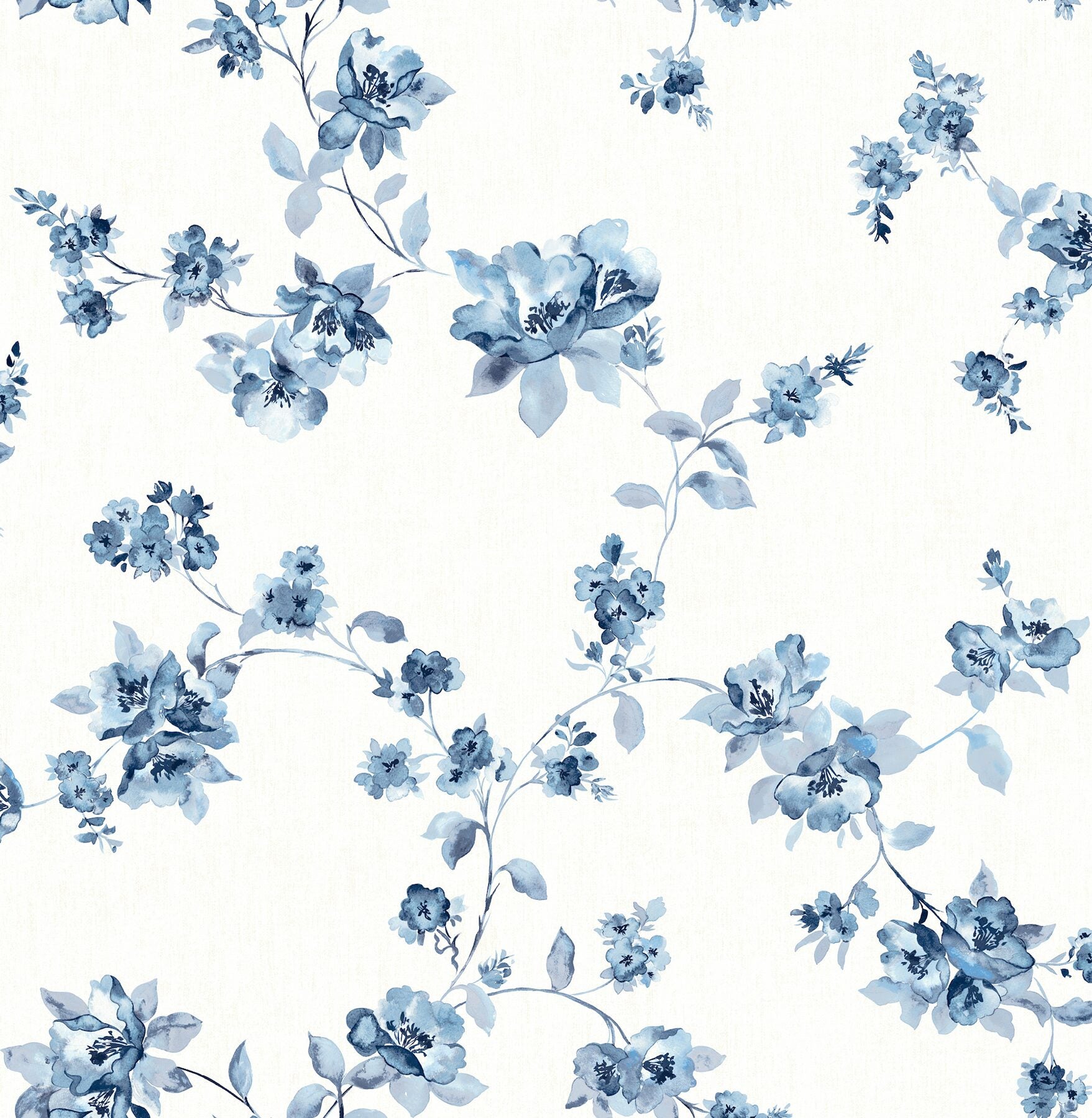 festival-floral-blue-trailing-wallpaper-york-wallcoverings-4199-24481 - York Wallcoverings Wallpaper