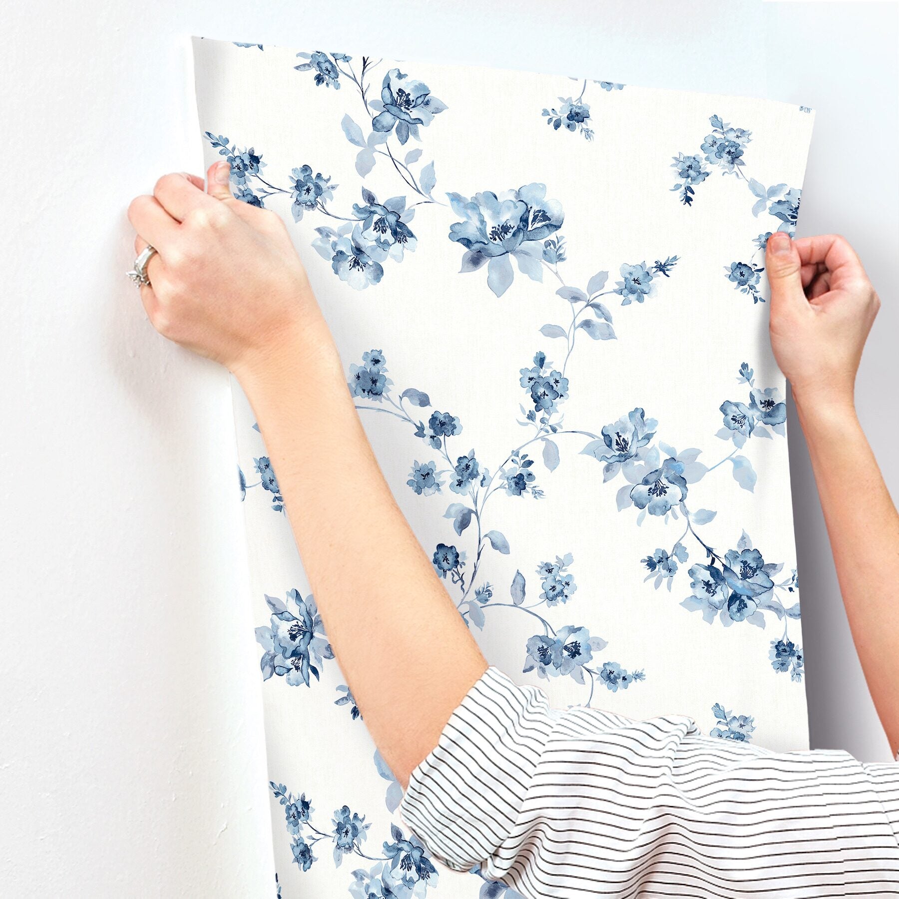 festival-floral-blue-trailing-wallpaper-york-wallcoverings-4199-24481 - York Wallcoverings Wallpaper