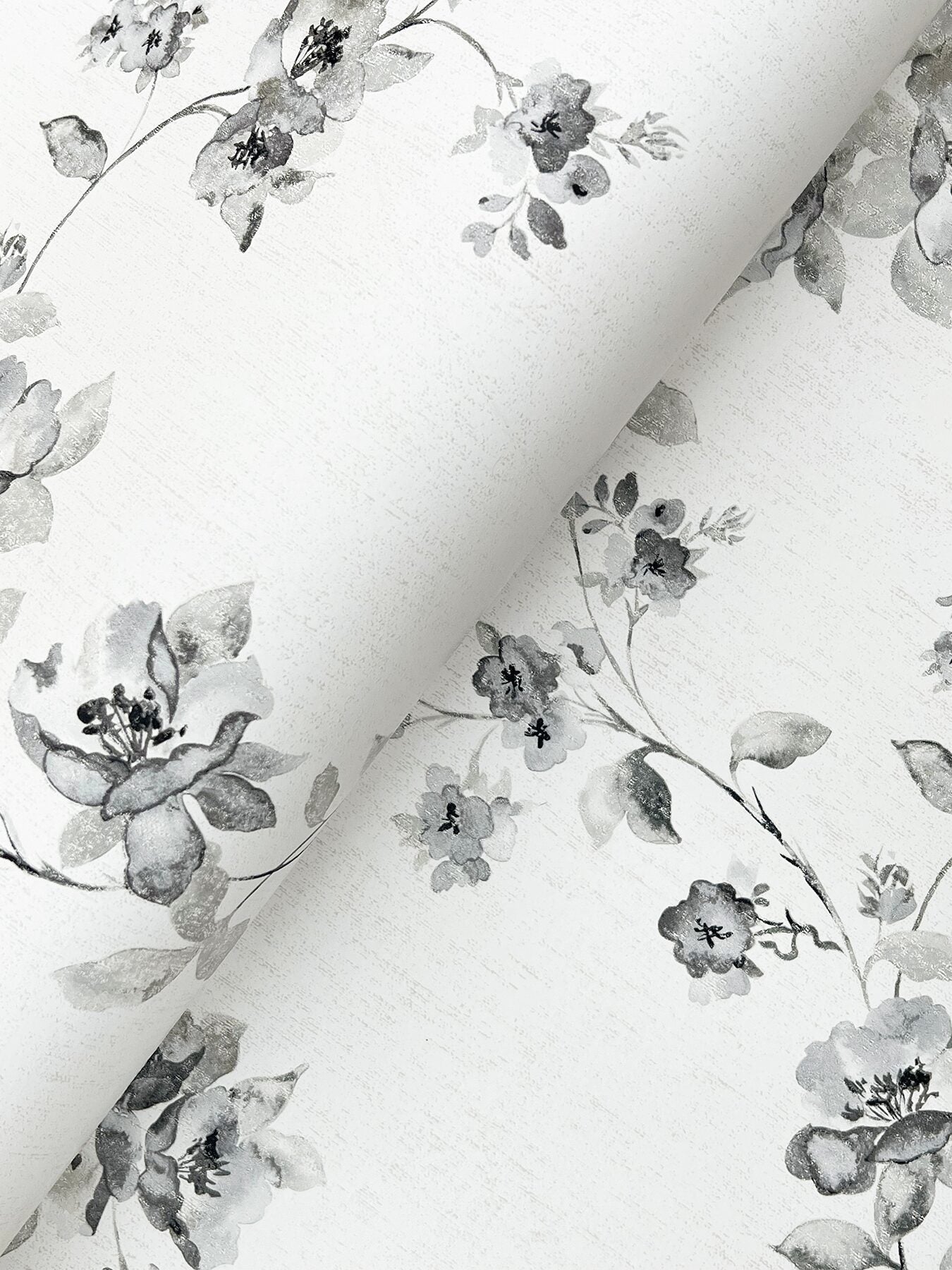 festival-floral-charcoal-trailing-wallpaper-york-wallcoverings-4199-24482 - York Wallcoverings Wallpaper