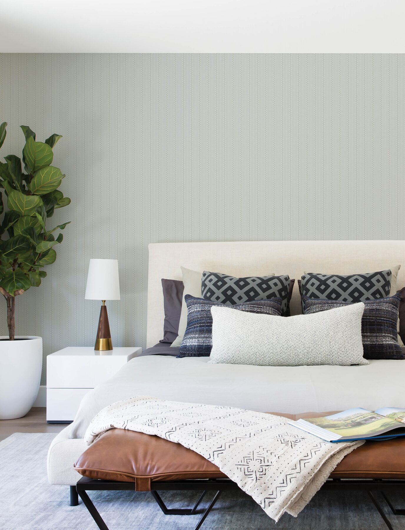curtis-aqua-embellished-stripe-wallpaper-york-wallcoverings-4199-27780 - York Wallcoverings Wallpaper