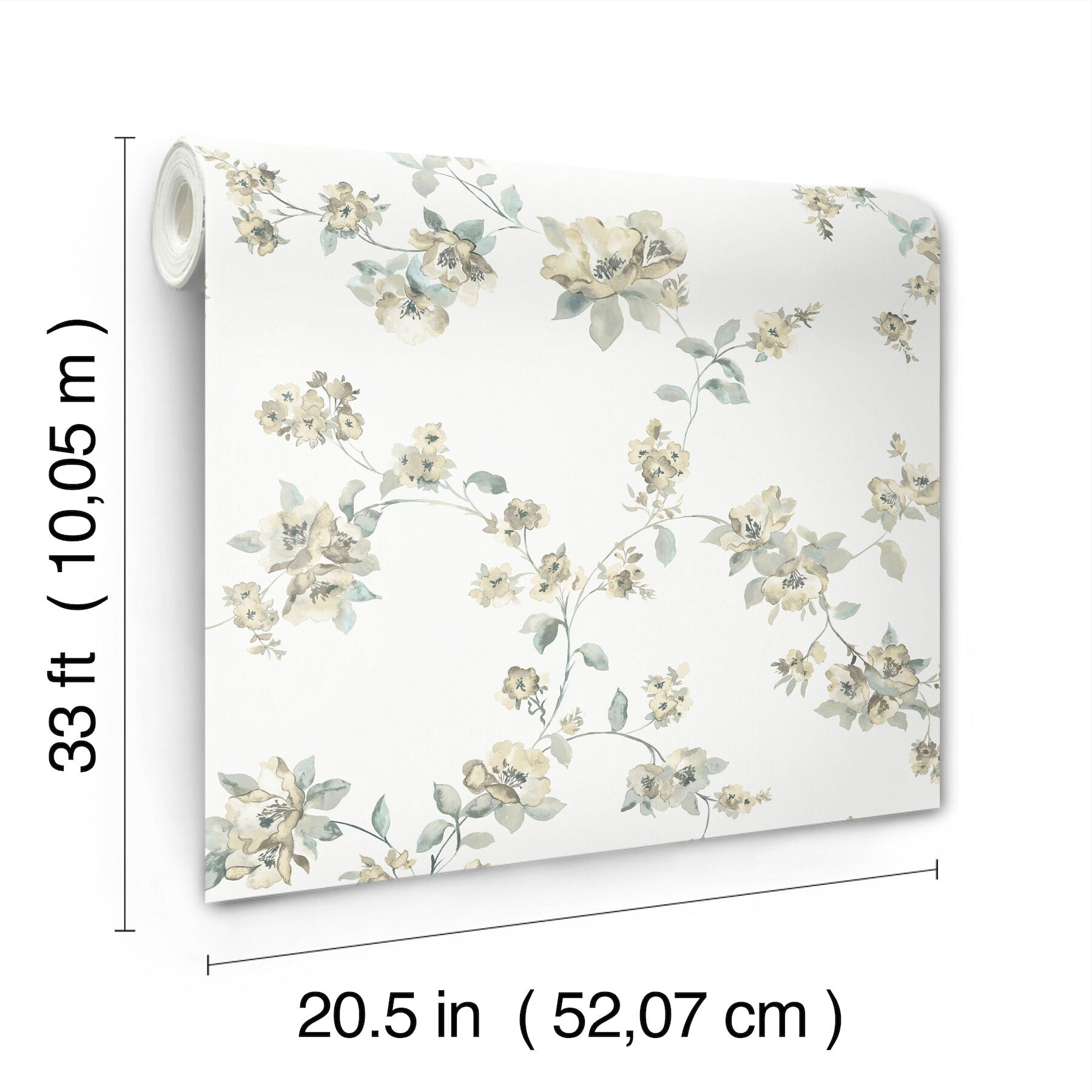 festival-floral-aqua-trailing-wallpaper-york-wallcoverings-4199-27784 - York Wallcoverings Wallpaper