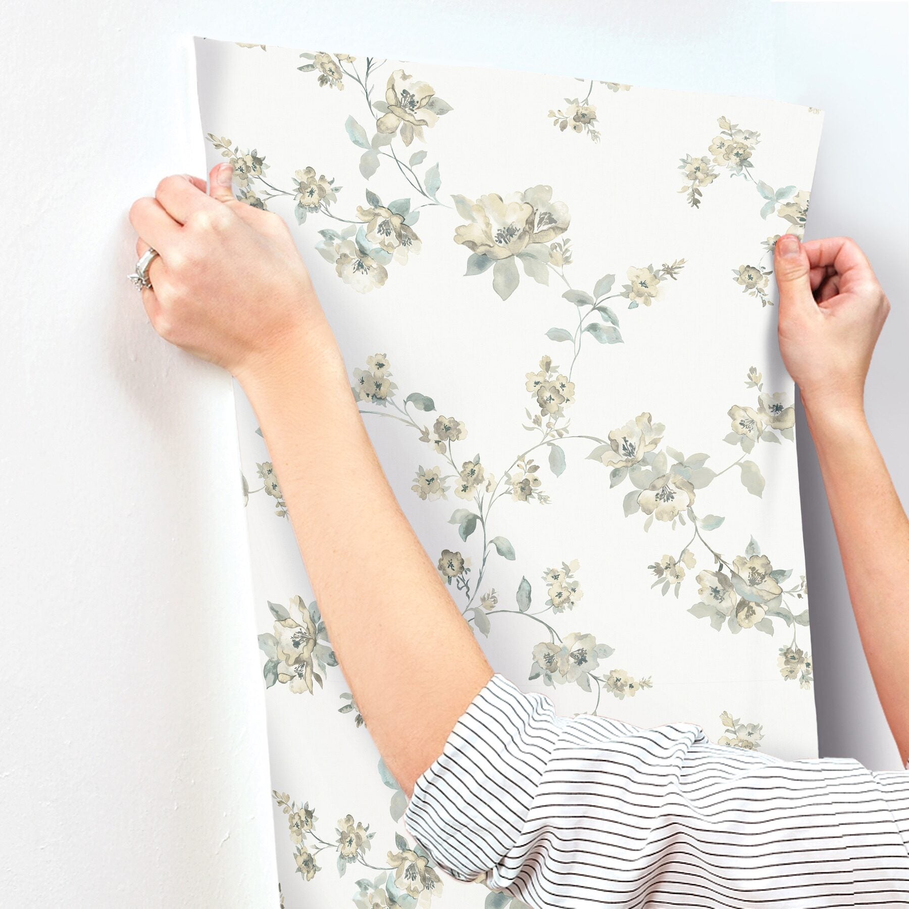 festival-floral-aqua-trailing-wallpaper-york-wallcoverings-4199-27784 - York Wallcoverings Wallpaper