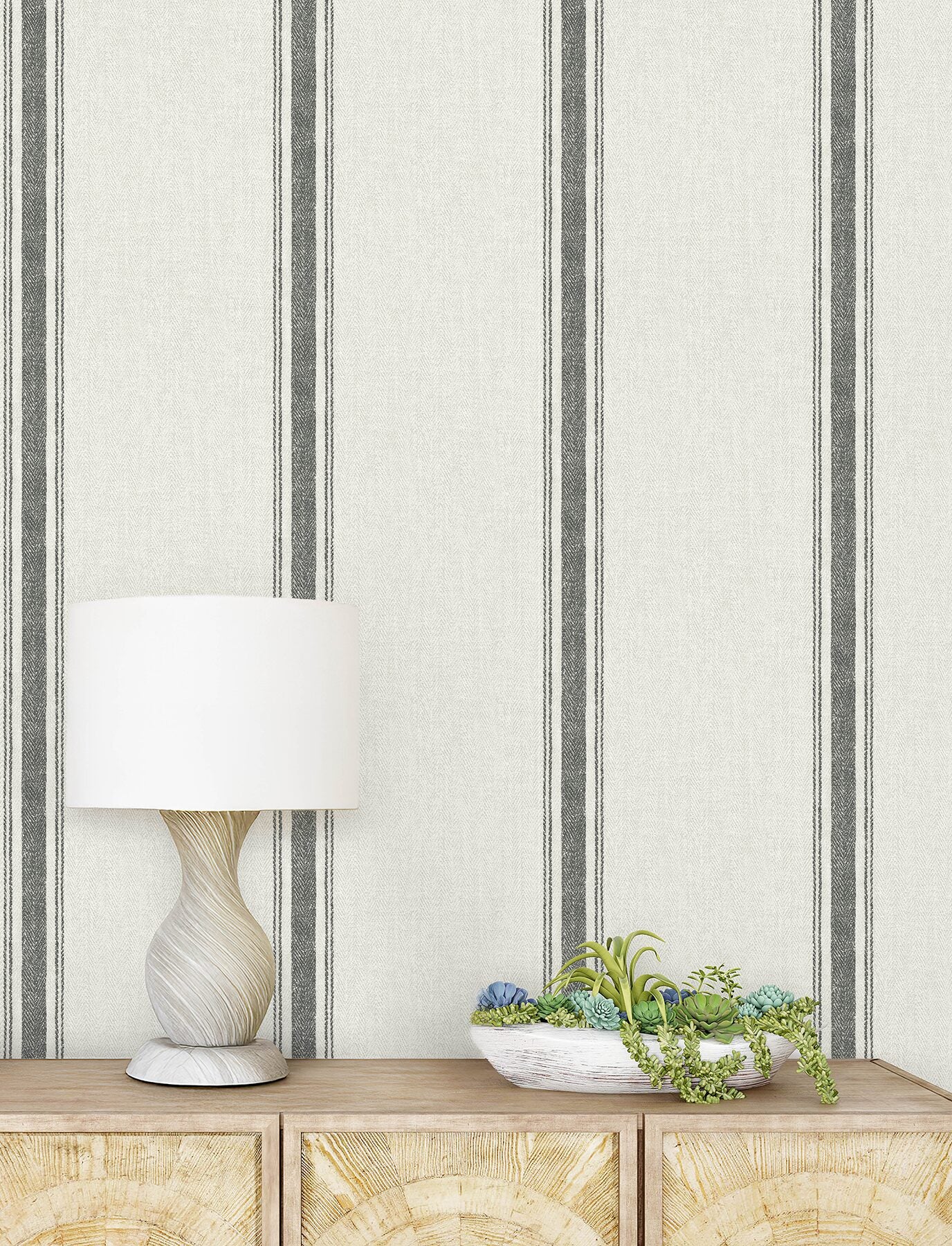 linette-black-fabric-stripe-wallpaper-york-wallcoverings-4199-70066 - York Wallcoverings Wallpaper