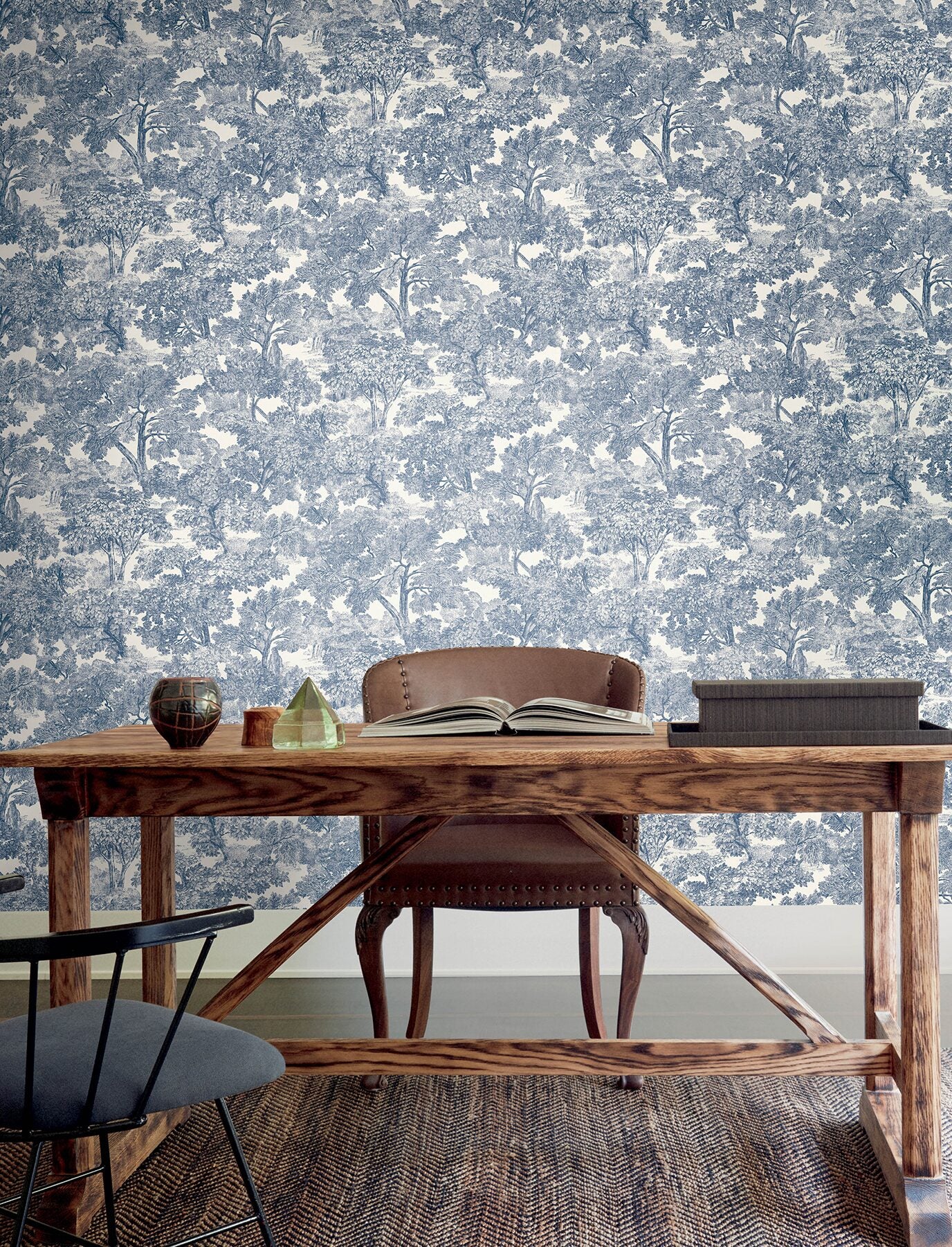 spinney-blue-toile-wallpaper-york-wallcoverings-4199-72559 - York Wallcoverings Wallpaper