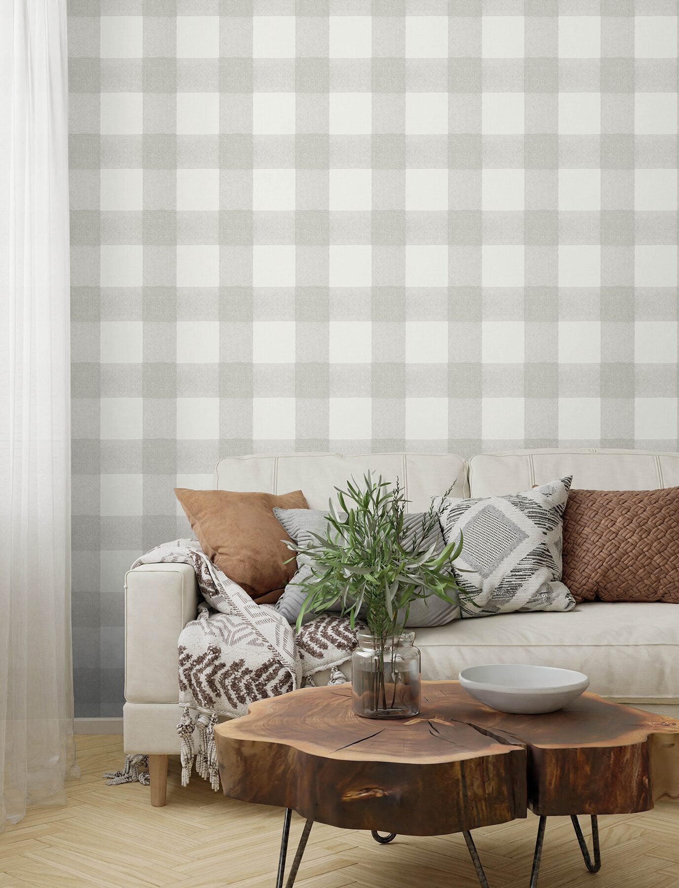 thorpe-light-grey-plaid-wallpaper-york-wallcoverings-4199-83422 - York Wallcoverings Wallpaper