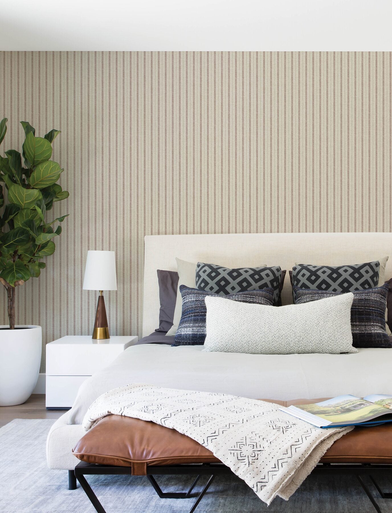 harville-maroon-double-stripe-wallpaper-york-wallcoverings-4199-83428 - York Wallcoverings Wallpaper