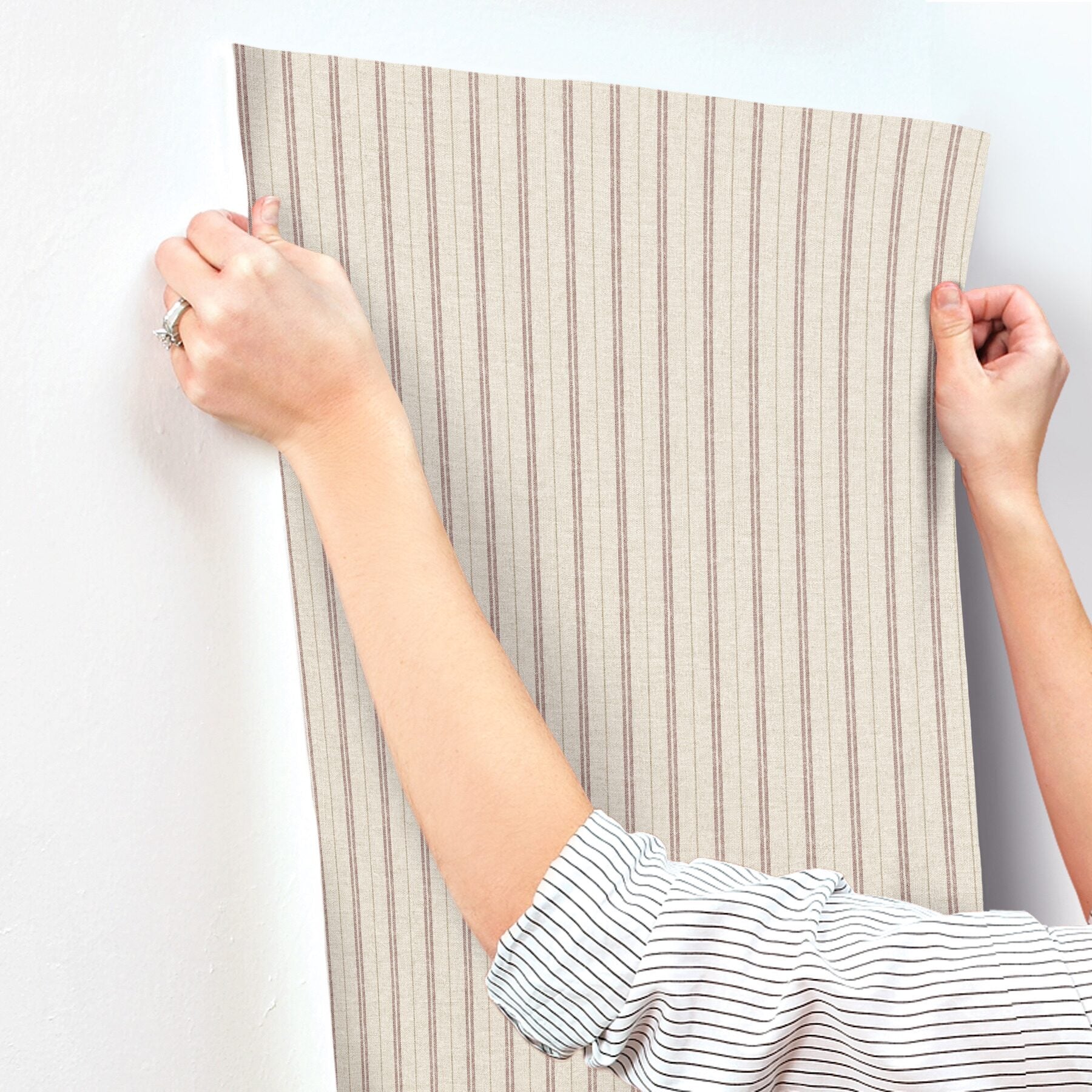 harville-maroon-double-stripe-wallpaper-york-wallcoverings-4199-83428 - York Wallcoverings Wallpaper