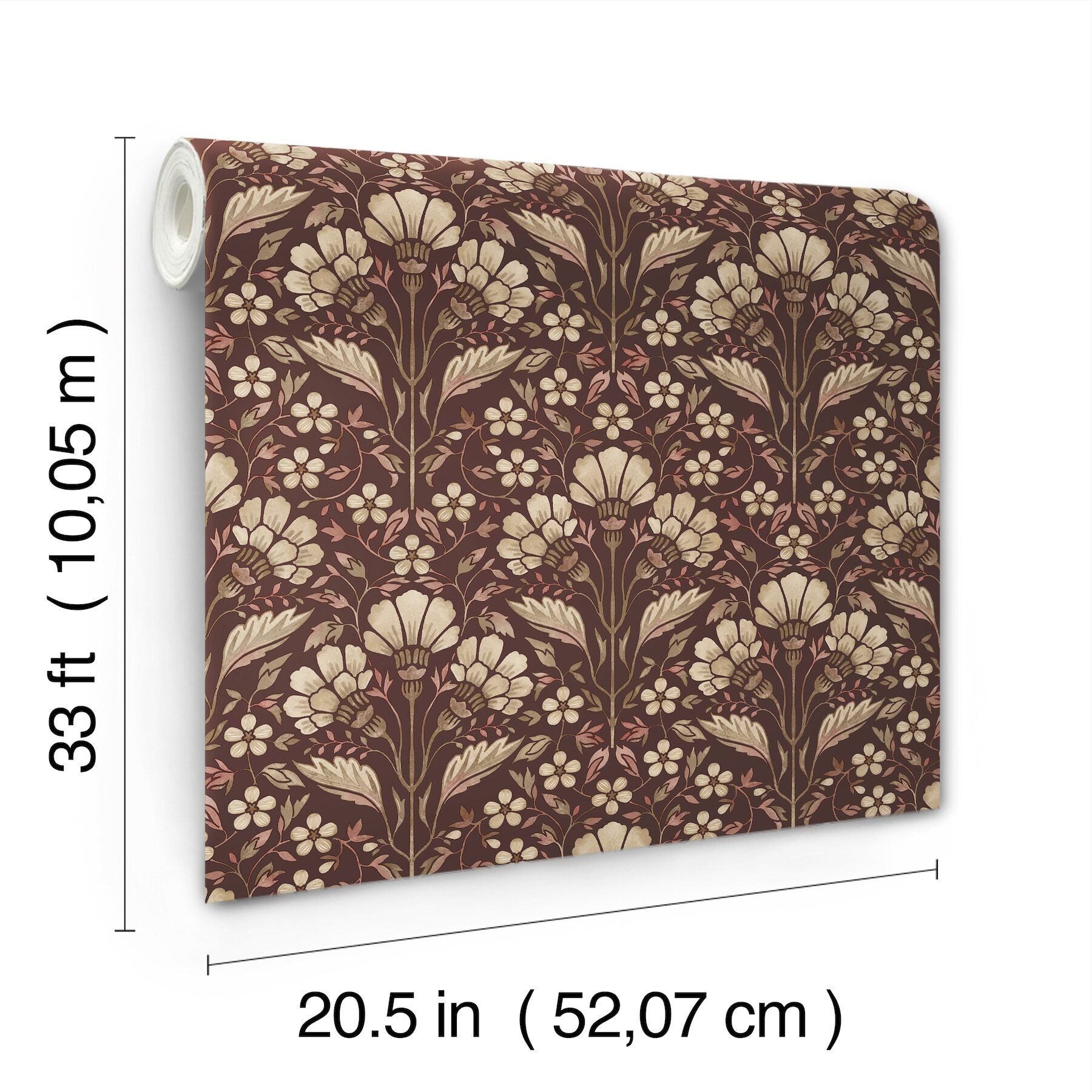 edith-burgundy-floral-damask-wallpaper-york-wallcoverings-4199-83700 - York Wallcoverings Wallpaper