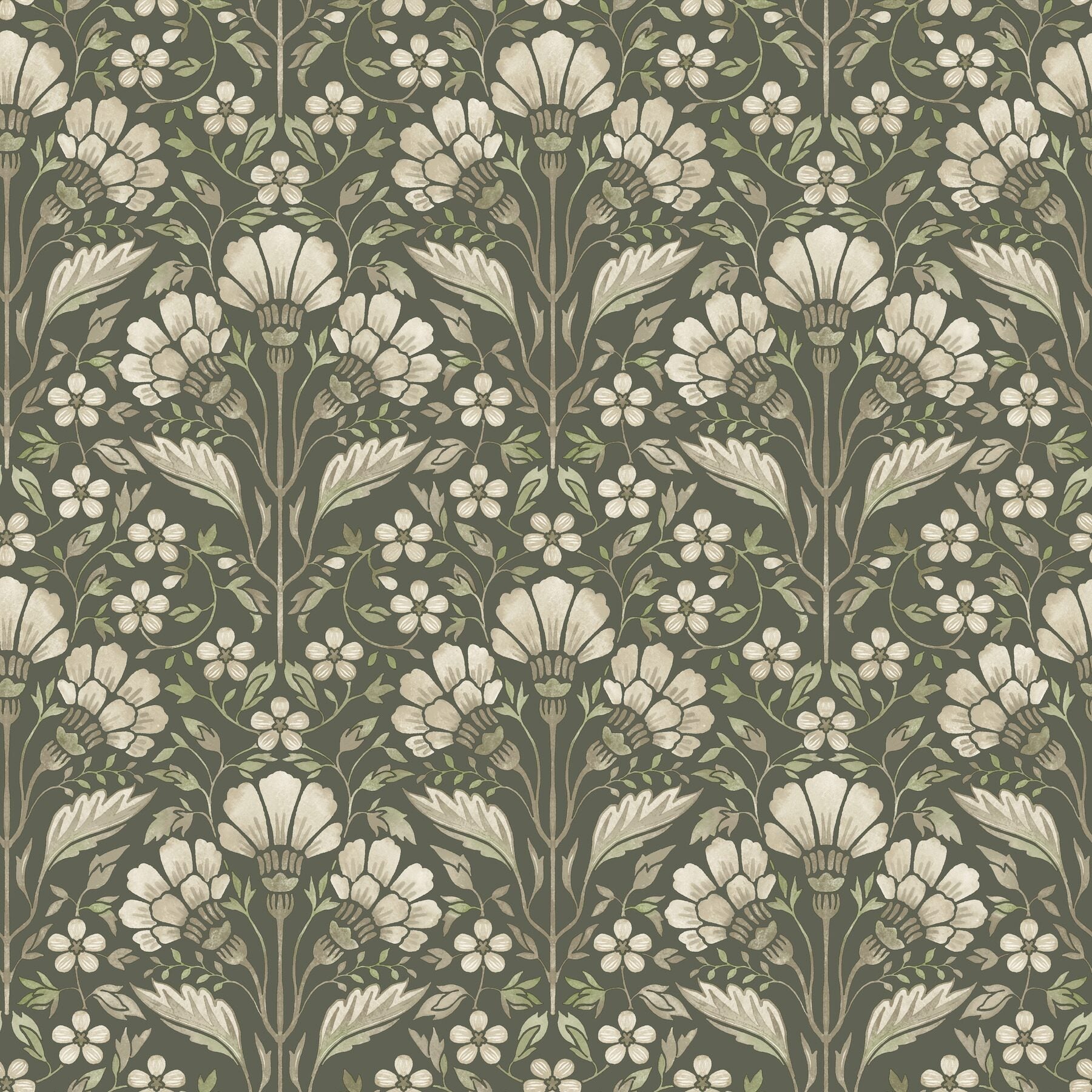 edith-green-floral-damask-wallpaper-york-wallcoverings-4199-83701 - York Wallcoverings Wallpaper
