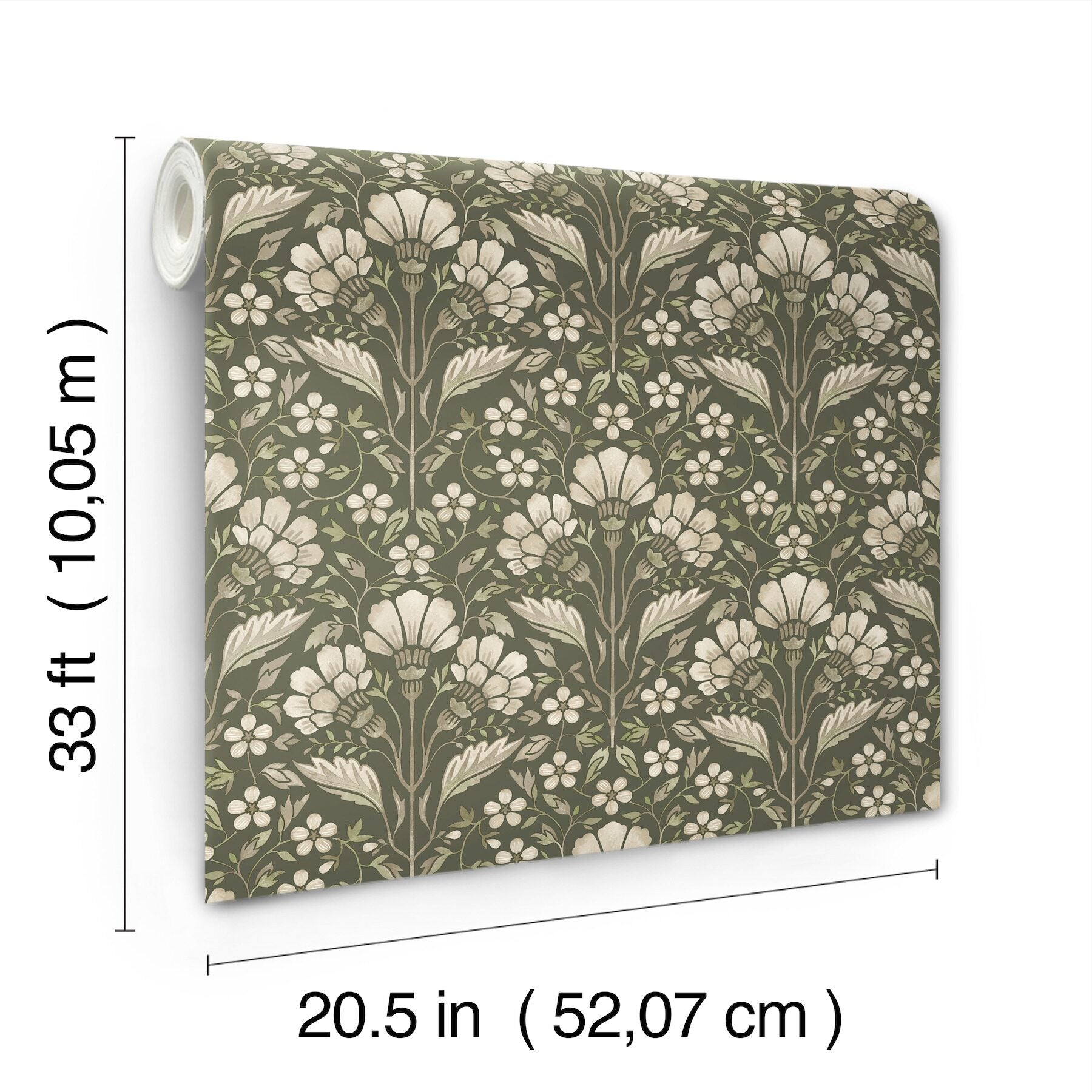 edith-green-floral-damask-wallpaper-york-wallcoverings-4199-83701 - York Wallcoverings Wallpaper