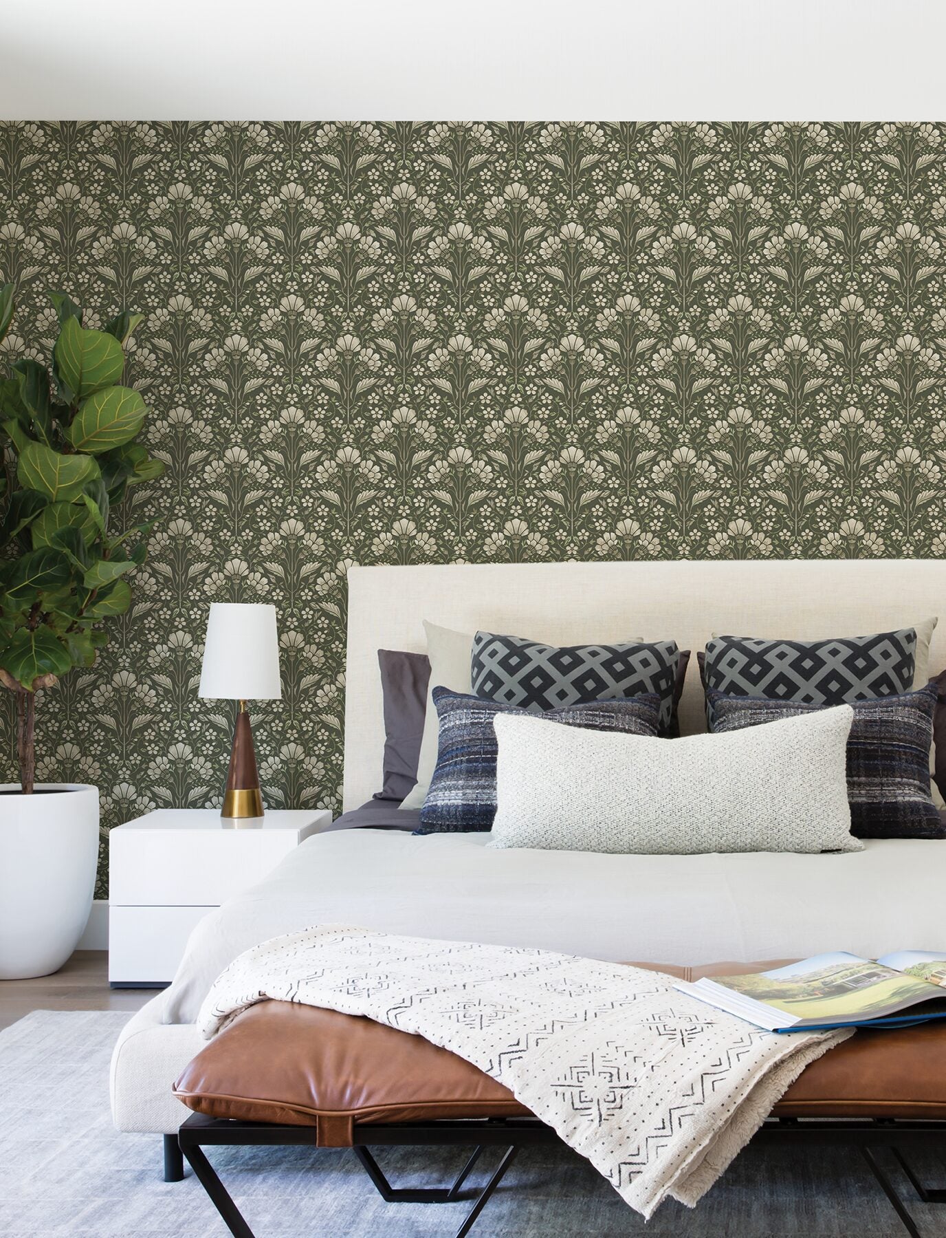 edith-green-floral-damask-wallpaper-york-wallcoverings-4199-83701 - York Wallcoverings Wallpaper