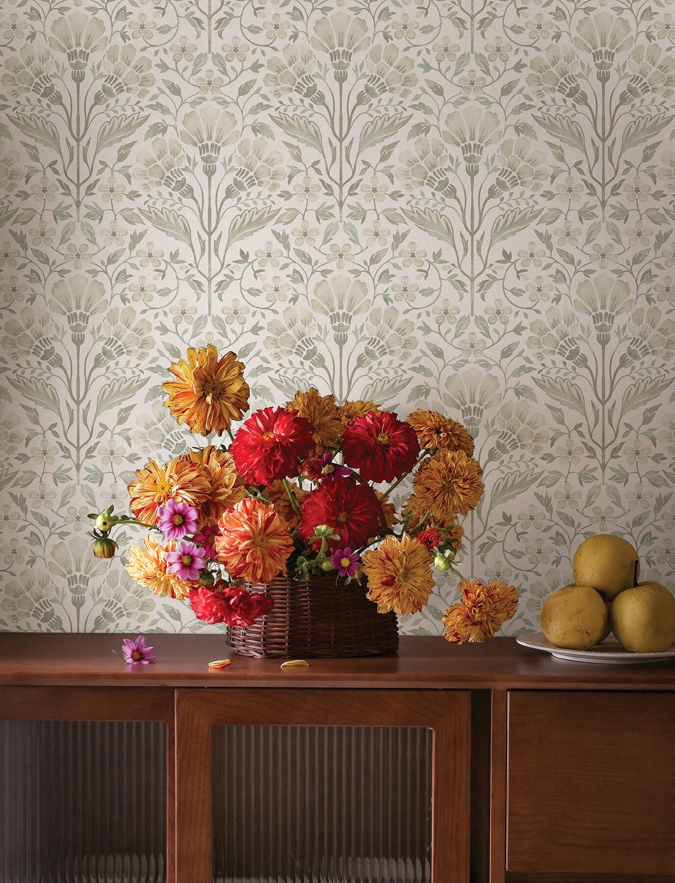 edith-neutral-floral-damask-wallpaper-york-wallcoverings-4199-83702 - York Wallcoverings Wallpaper