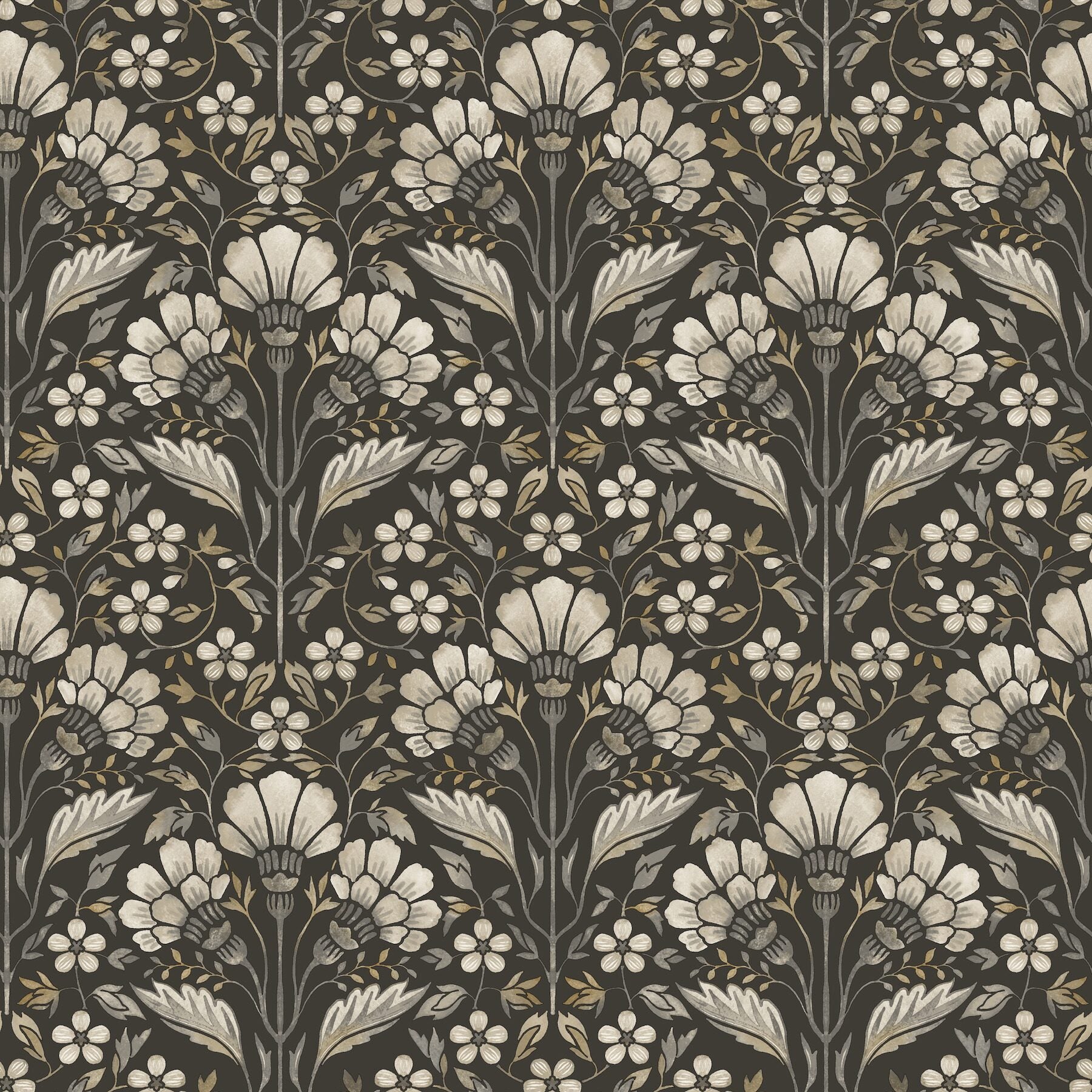 edith-black-floral-damask-wallpaper-york-wallcoverings-4199-83703 - York Wallcoverings Wallpaper