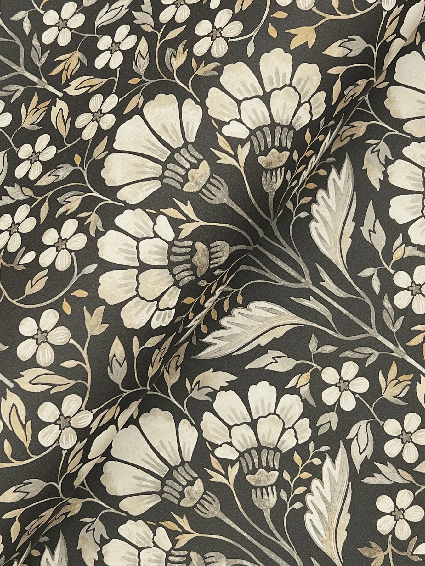 edith-black-floral-damask-wallpaper-york-wallcoverings-4199-83703 - York Wallcoverings Wallpaper