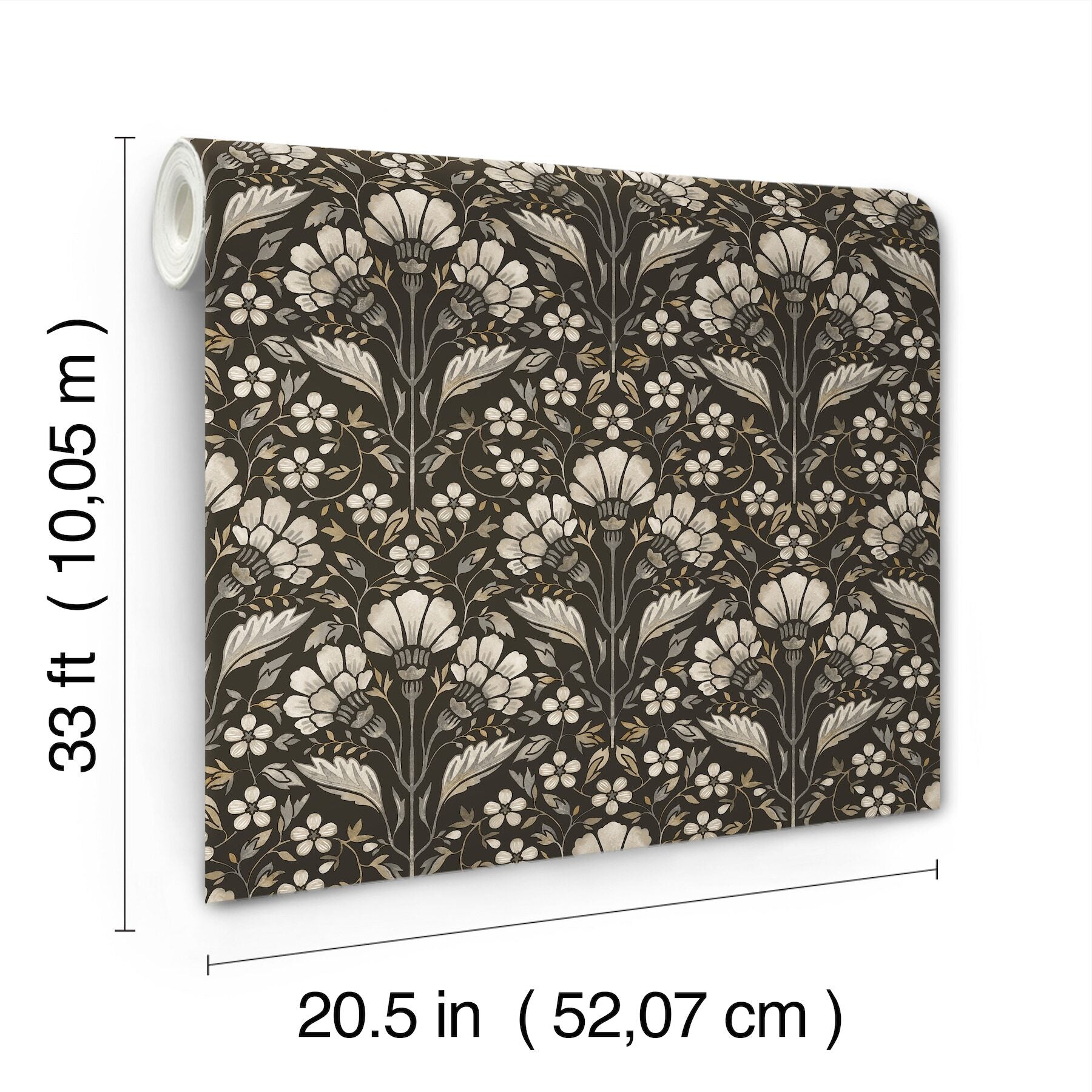edith-black-floral-damask-wallpaper-york-wallcoverings-4199-83703 - York Wallcoverings Wallpaper