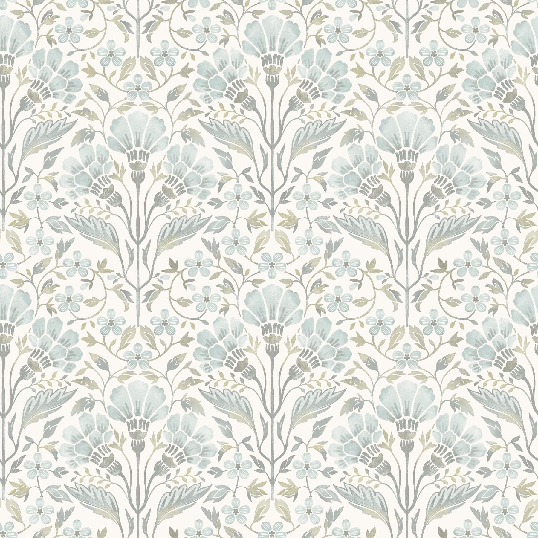 edith-light-blue-floral-damask-wallpaper-york-wallcoverings-4199-83704 - York Wallcoverings Wallpaper