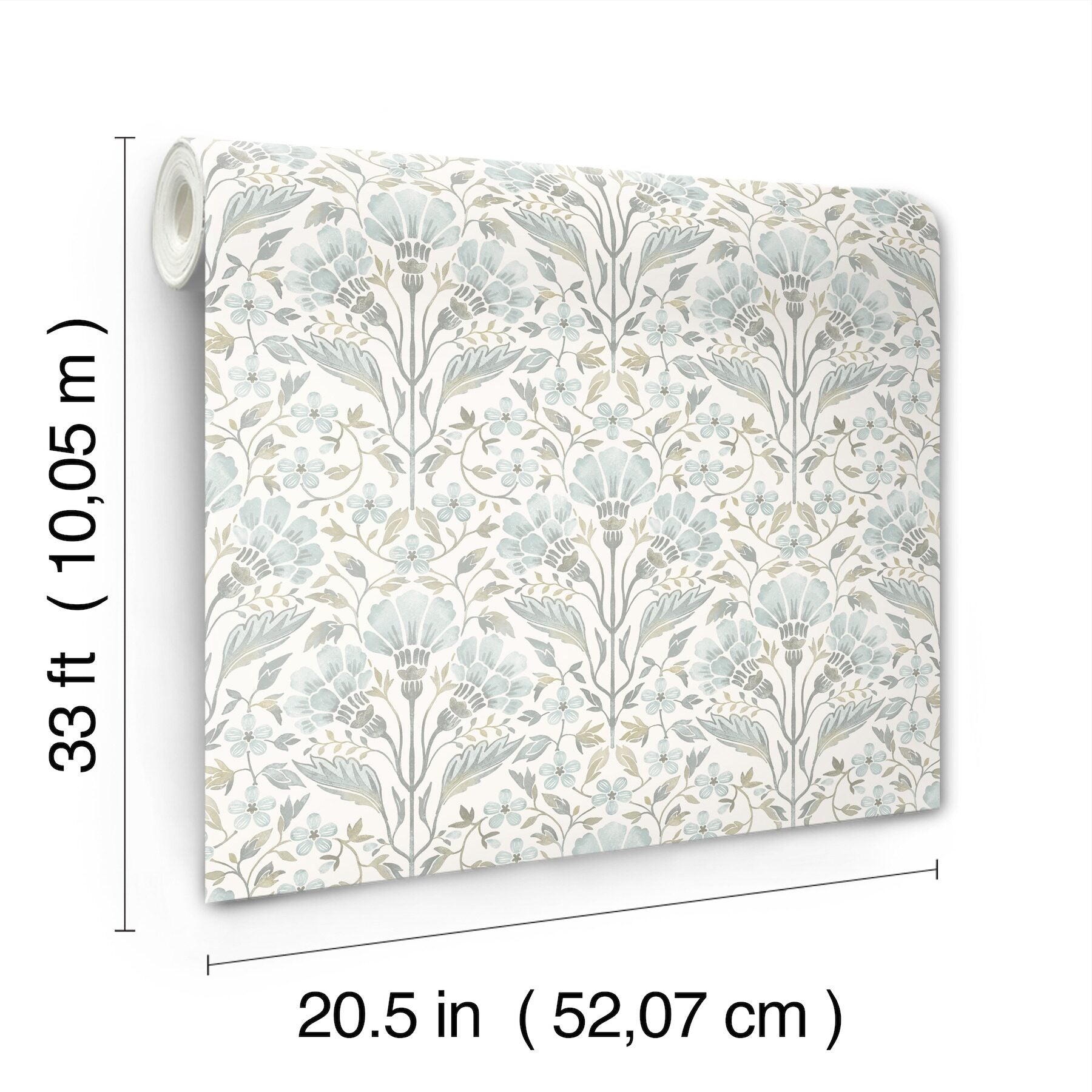 edith-light-blue-floral-damask-wallpaper-york-wallcoverings-4199-83704 - York Wallcoverings Wallpaper