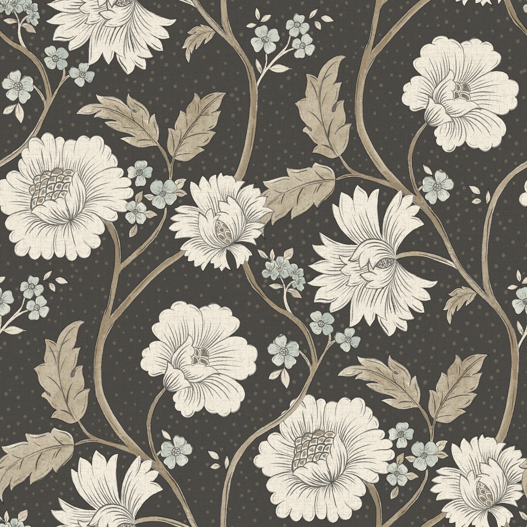 hazel-black-floral-trail-wallpaper-york-wallcoverings-4199-83707 - York Wallcoverings Wallpaper