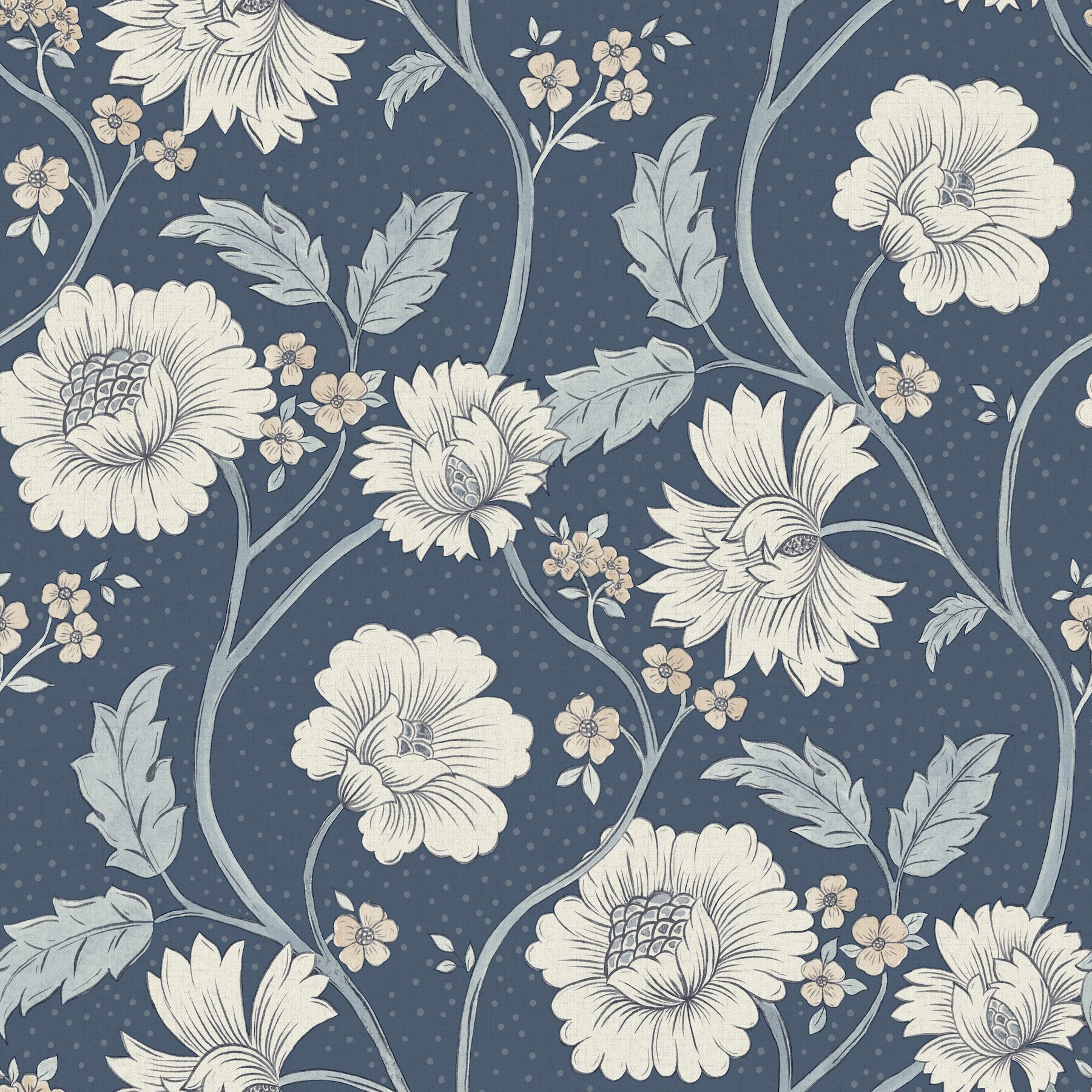 hazel-navy-floral-trail-wallpaper-york-wallcoverings-4199-83710 - York Wallcoverings Wallpaper