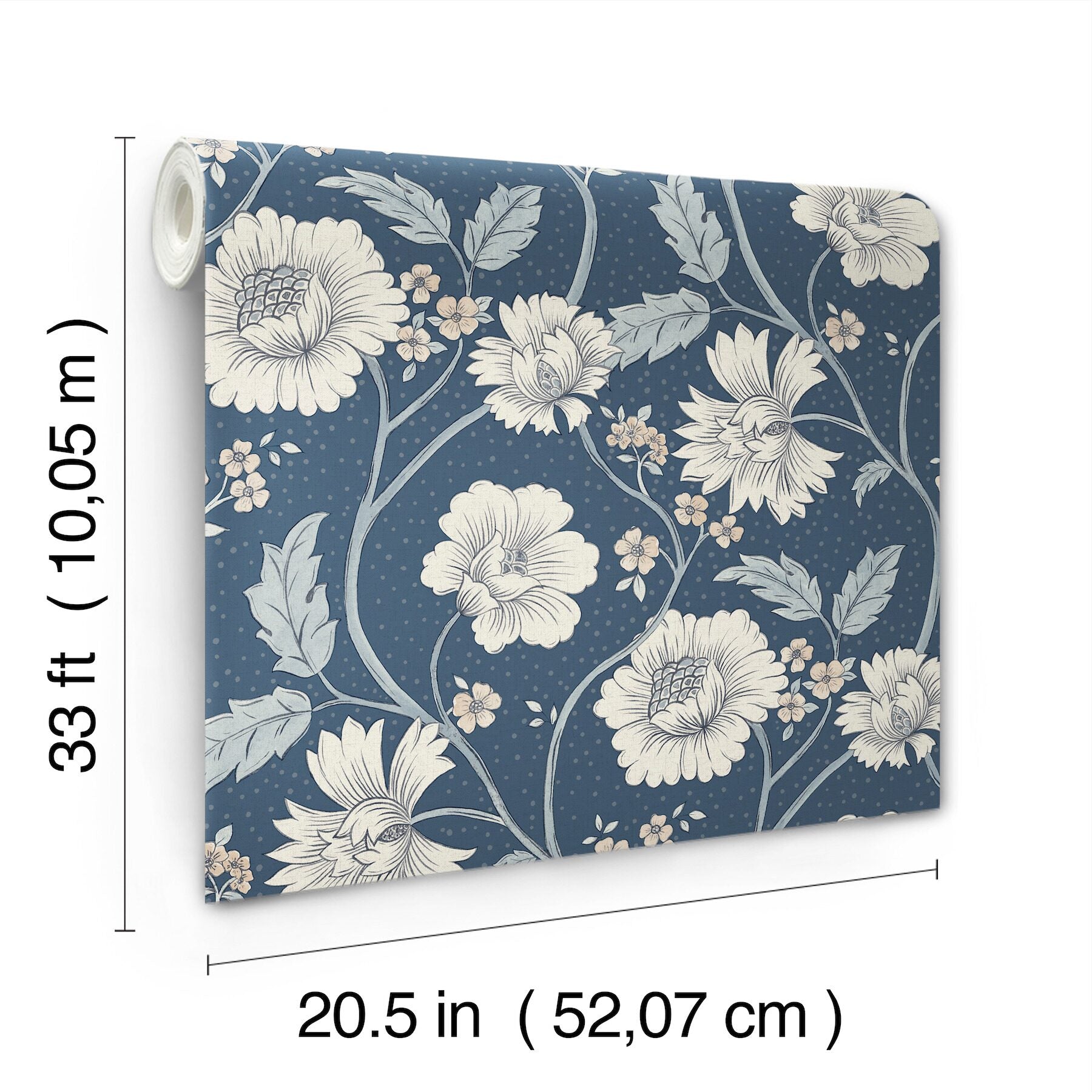 hazel-navy-floral-trail-wallpaper-york-wallcoverings-4199-83710 - York Wallcoverings Wallpaper