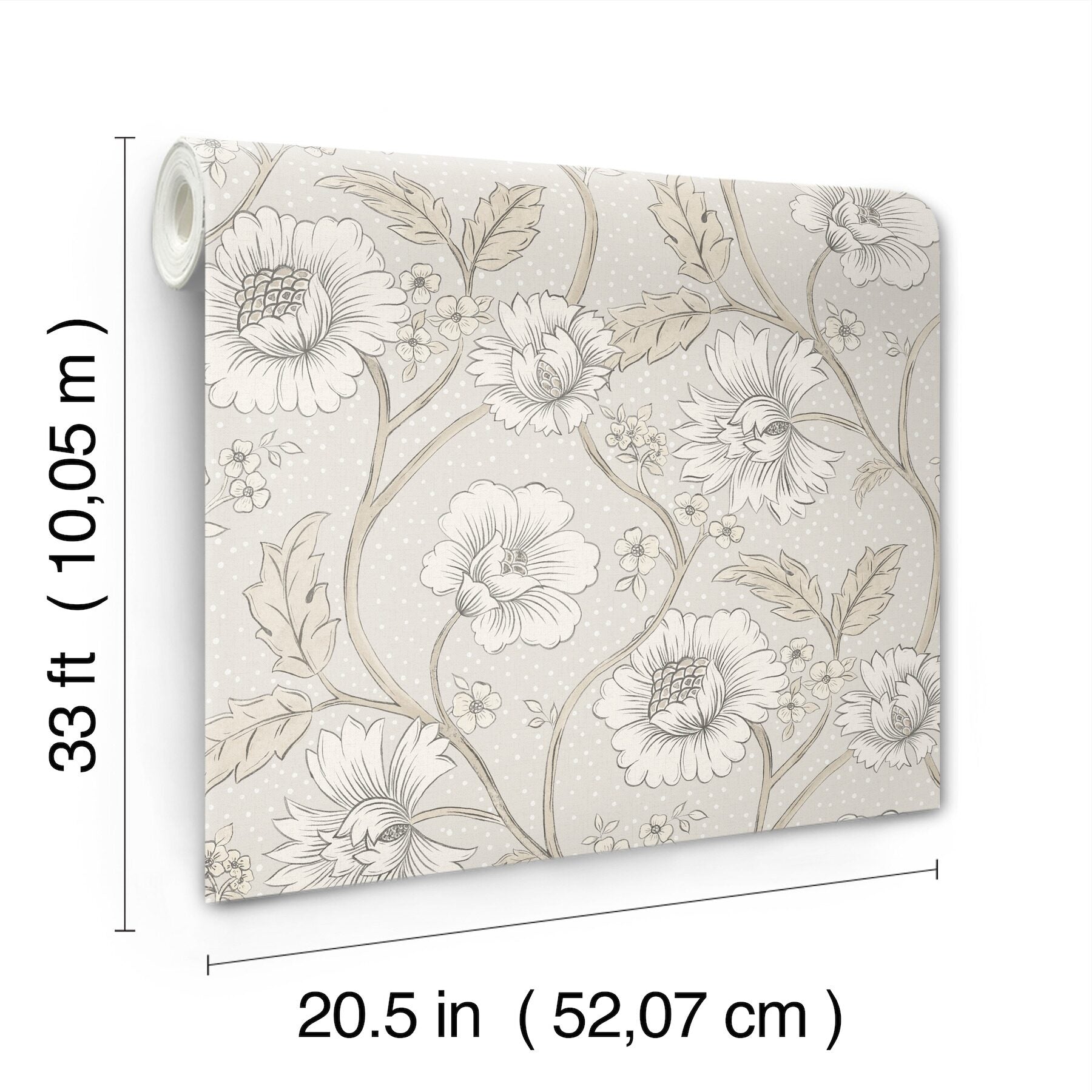 hazel-grey-floral-trail-wallpaper-york-wallcoverings-4199-83711 - York Wallcoverings Wallpaper