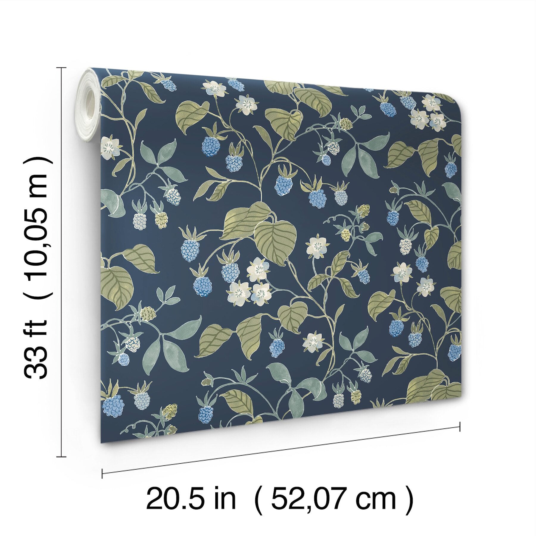 mercy-navy-berry-vines-wallpaper-york-wallcoverings-4199-83714 - York Wallcoverings Wallpaper