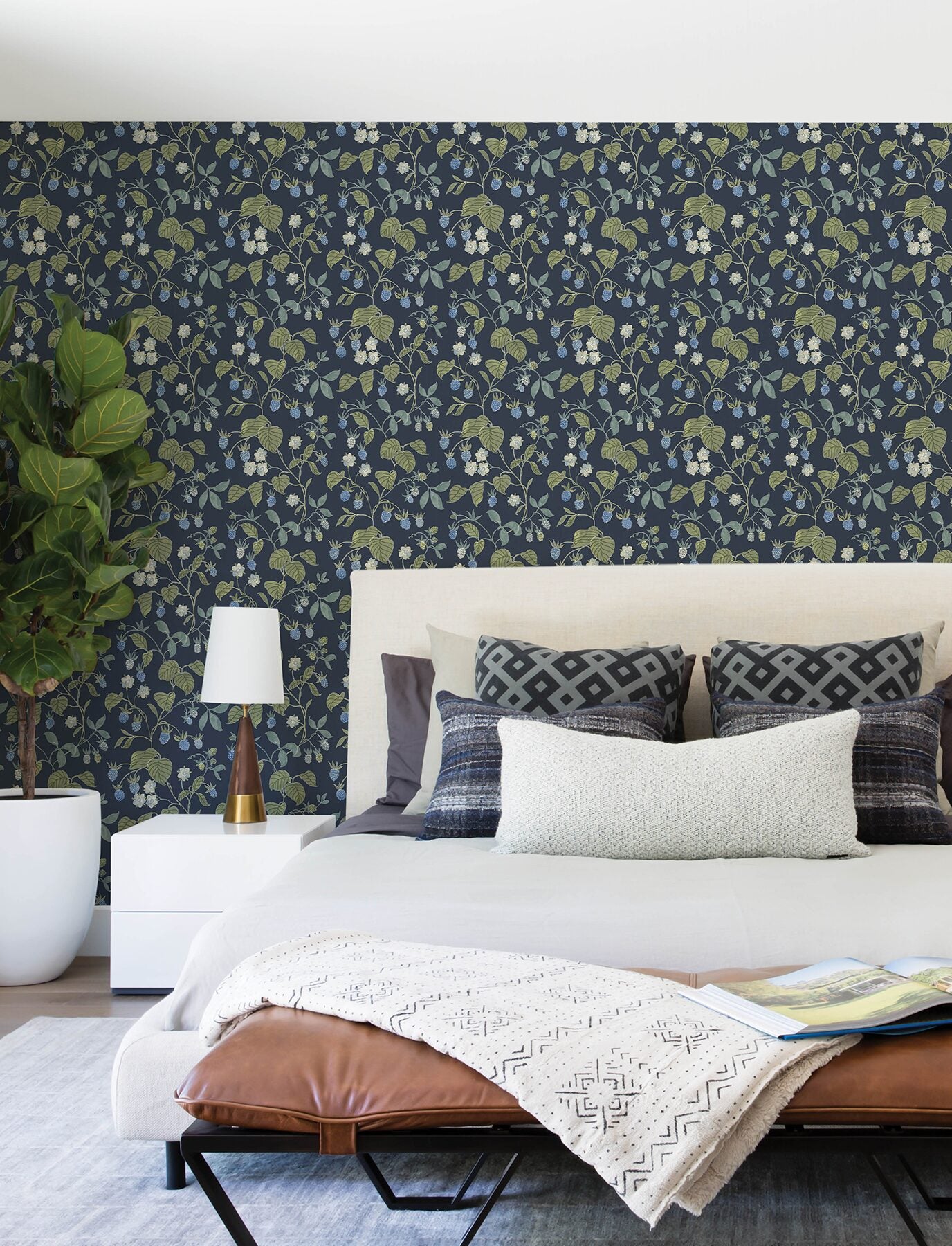 mercy-navy-berry-vines-wallpaper-york-wallcoverings-4199-83714 - York Wallcoverings Wallpaper
