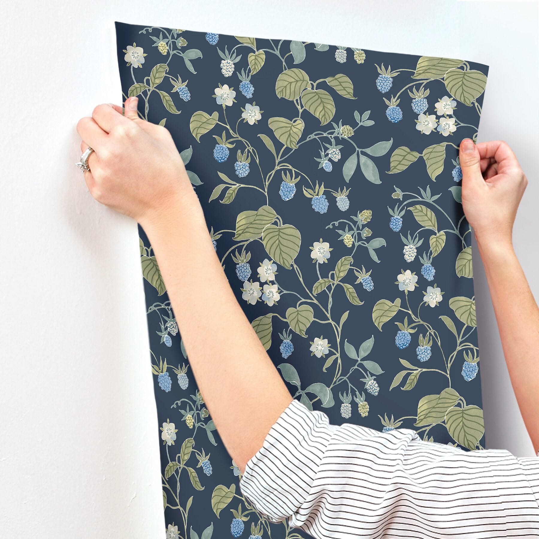 mercy-navy-berry-vines-wallpaper-york-wallcoverings-4199-83714 - York Wallcoverings Wallpaper