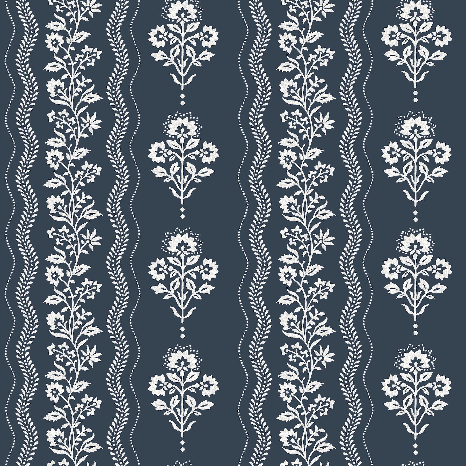 lenea-navy-floral-stripe-wallpaper-york-wallcoverings-4199-83721 - York Wallcoverings Wallpaper