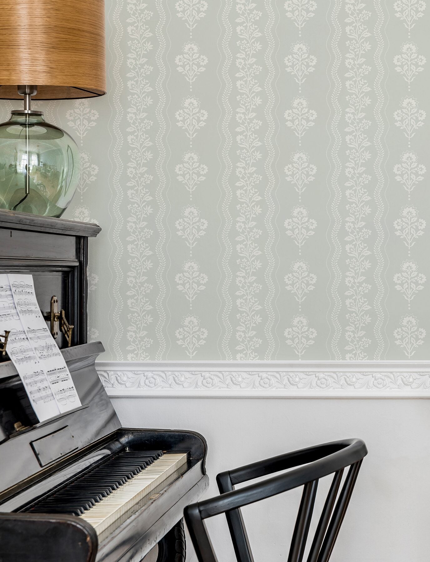 lenea-aqua-floral-stripe-wallpaper-york-wallcoverings-4199-83722 - York Wallcoverings Wallpaper
