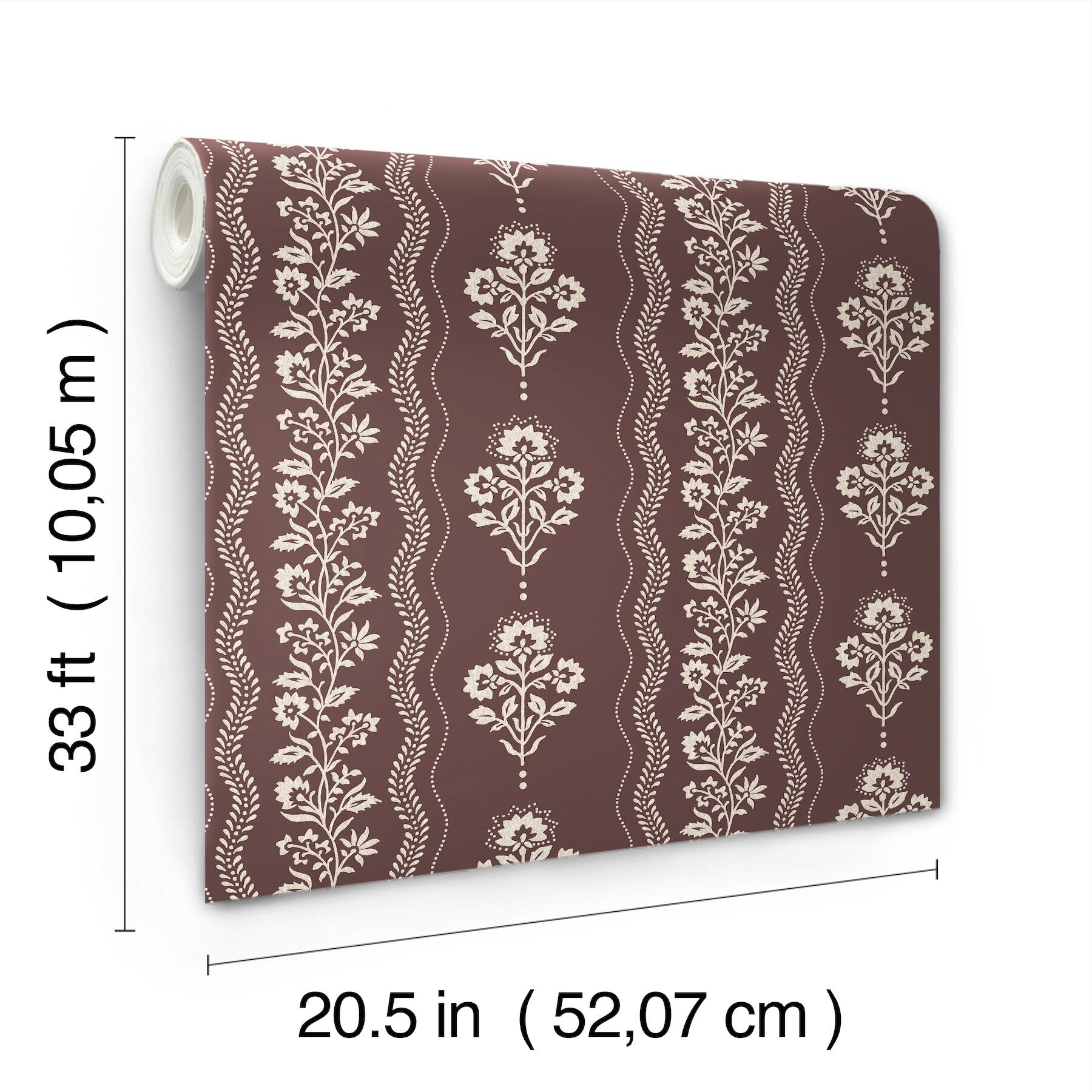 lenea-burgundy-floral-stripe-wallpaper-york-wallcoverings-4199-83723 - York Wallcoverings Wallpaper