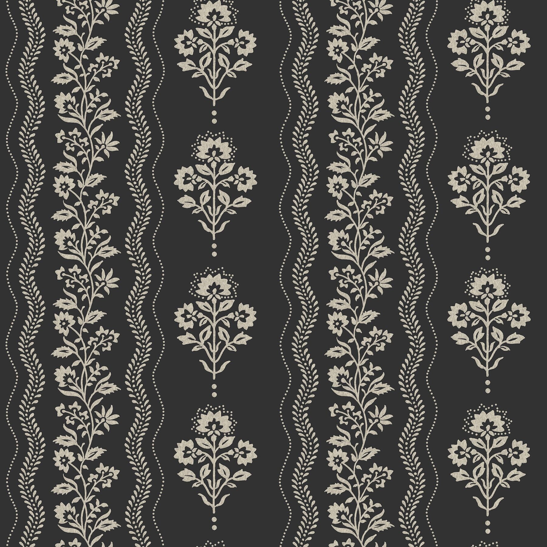 lenea-black-floral-stripe-wallpaper-york-wallcoverings-4199-83724 - York Wallcoverings Wallpaper