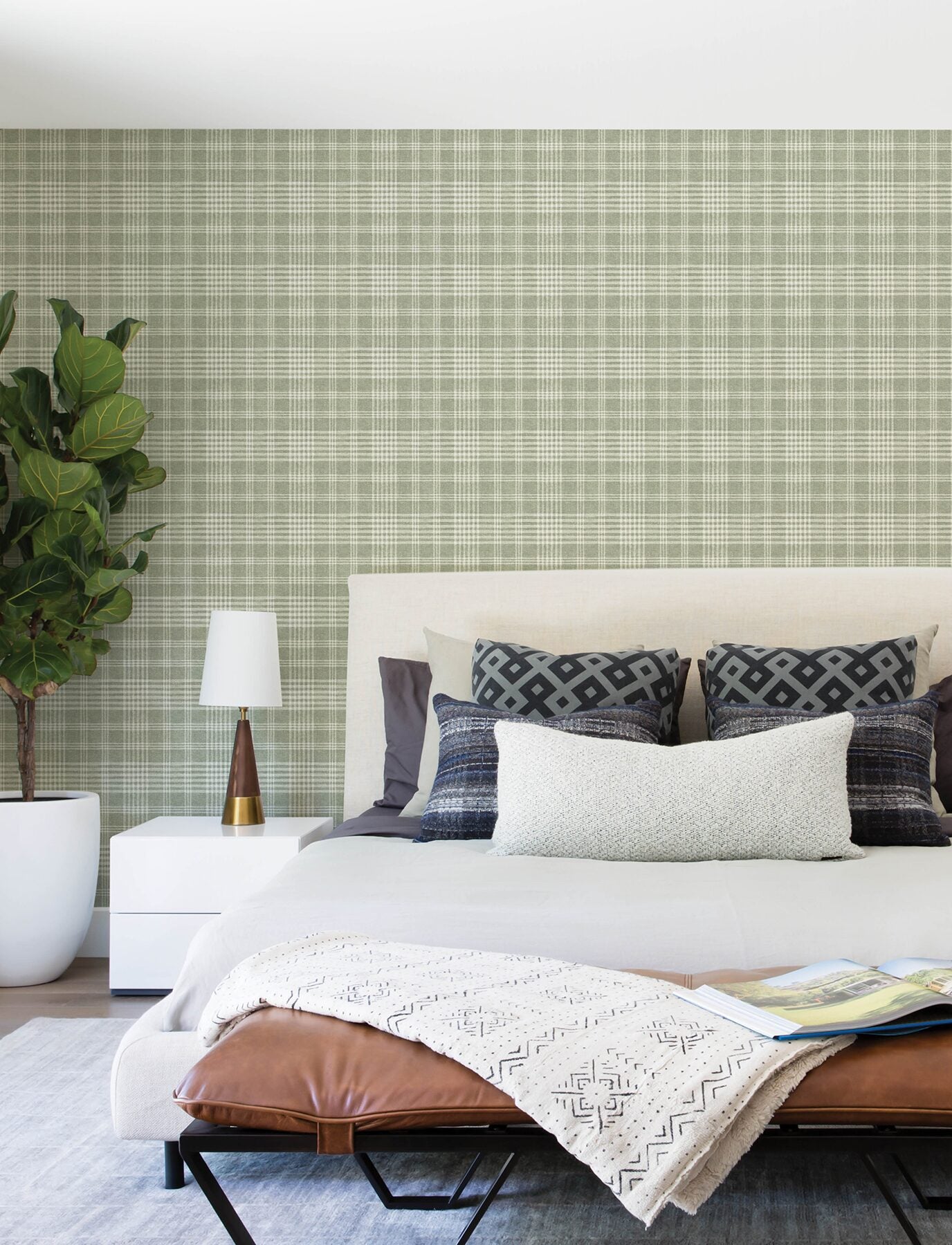 perry-green-plaid-wallpaper-york-wallcoverings-4199-83732 - York Wallcoverings Wallpaper