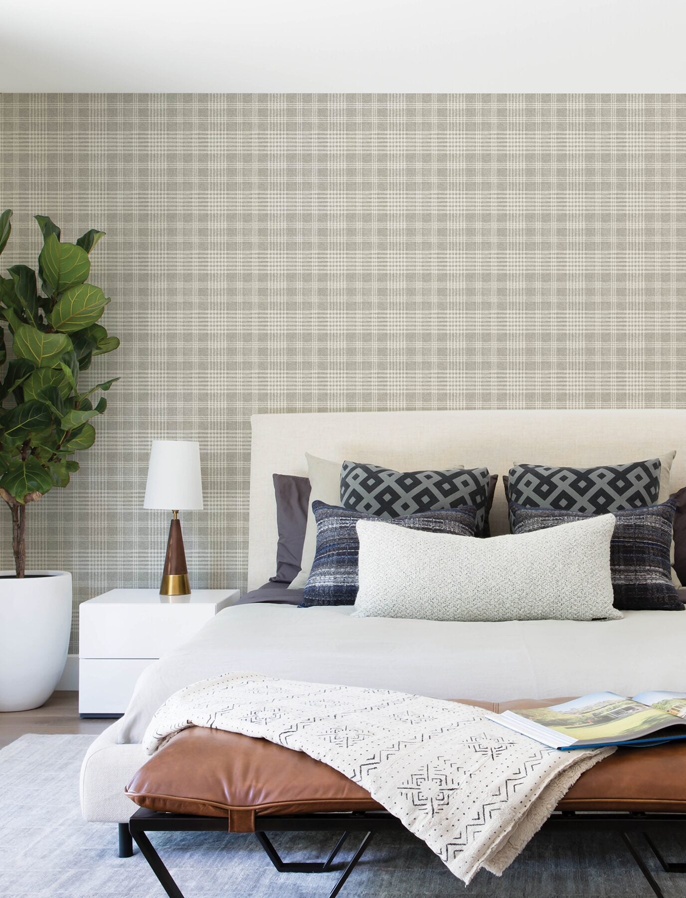 perry-grey-plaid-wallpaper-york-wallcoverings-4199-83733 - York Wallcoverings Wallpaper