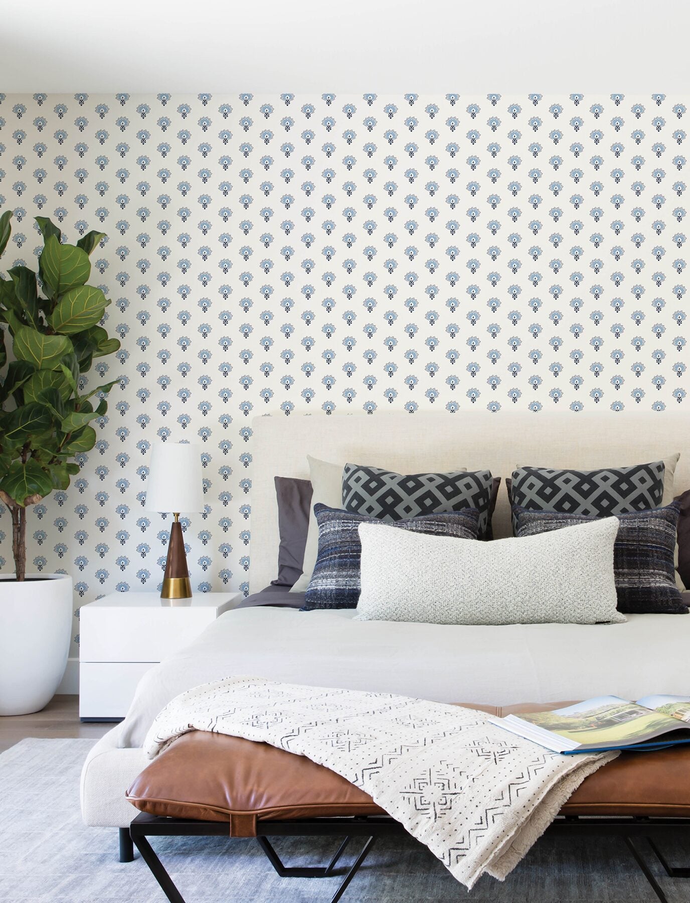 hilda-blue-floral-medallion-wallpaper-york-wallcoverings-4199-83751 - York Wallcoverings Wallpaper
