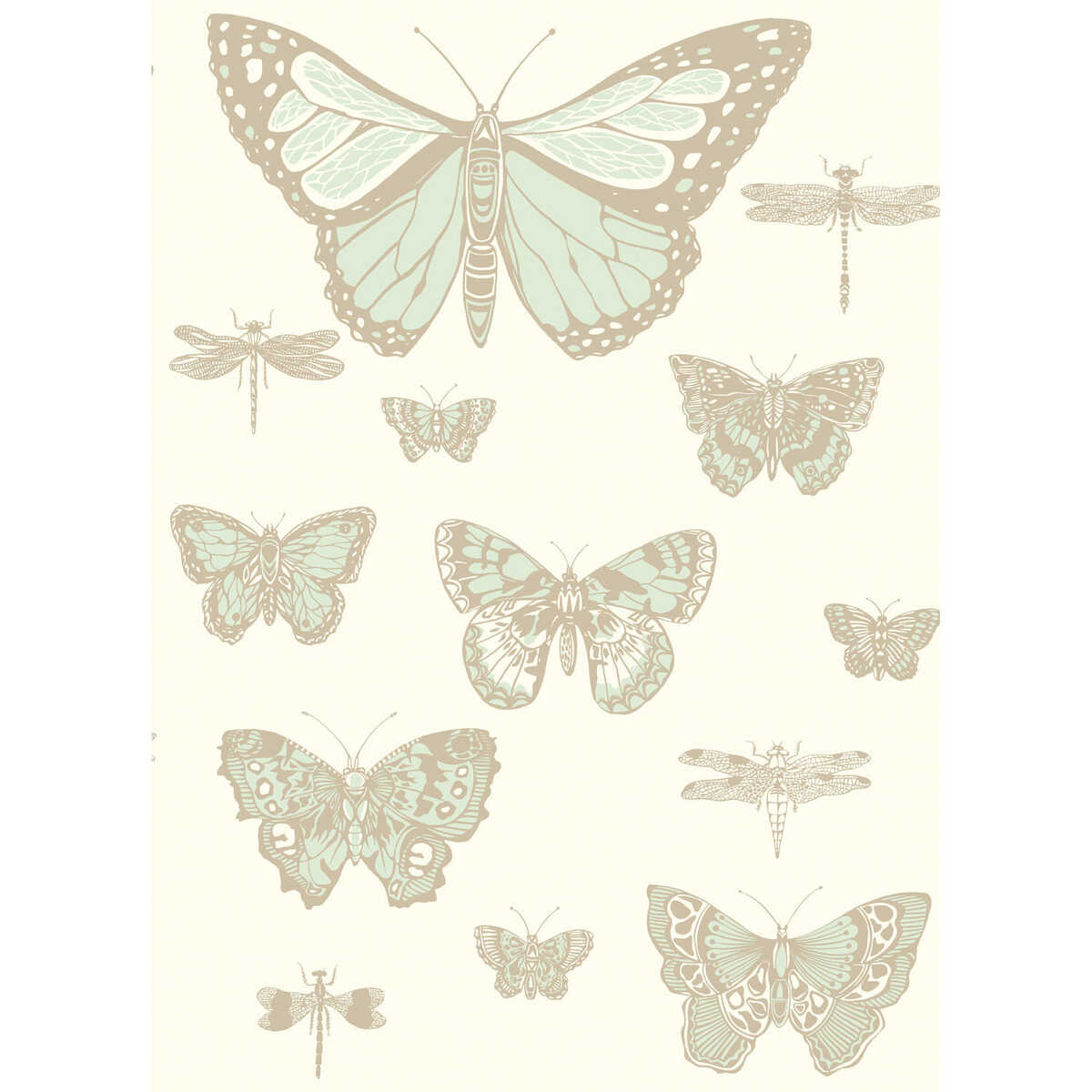 Butterflies & Dragonflies - Duck Egg Ivry - COLE & SON Wallpaper