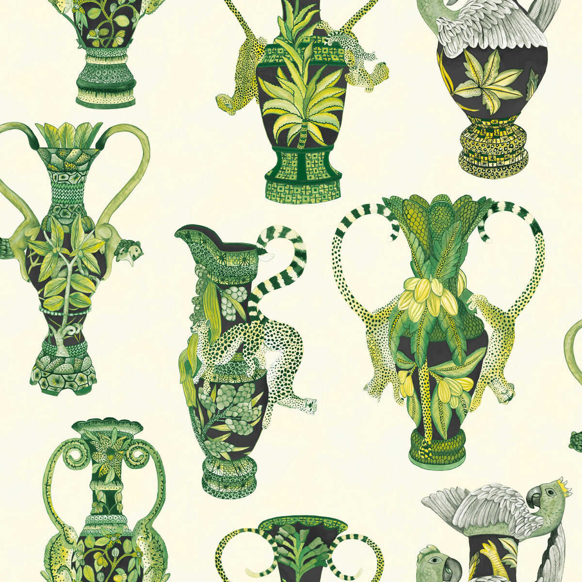 Khulu Vases - Green & White - COLE & SON Papel pintado