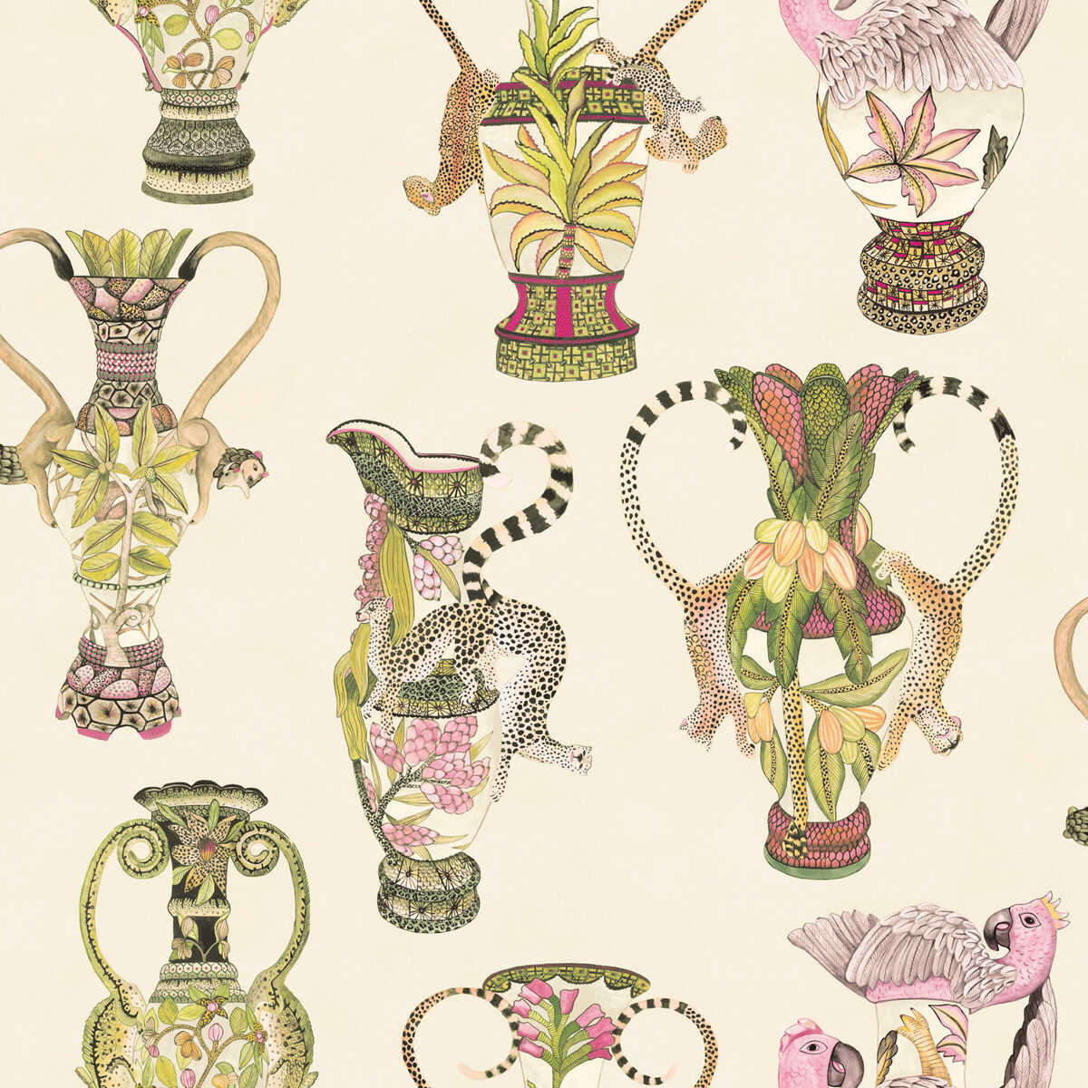 Khulu Vases - Cream & Multi - COLE & SON Papel pintado