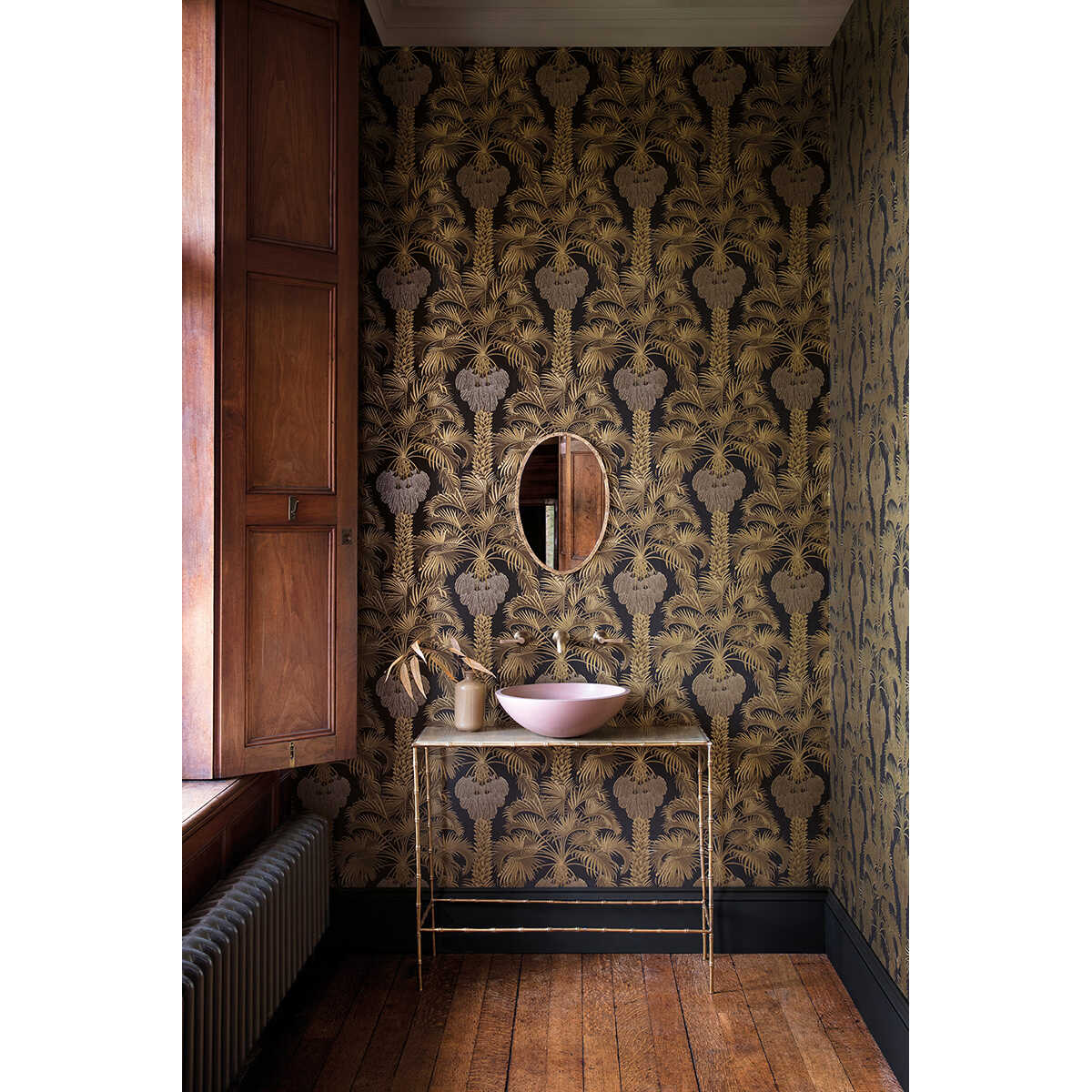 Hollywood Palm - Charcoal & Gold - COLE & SON Papel pintado