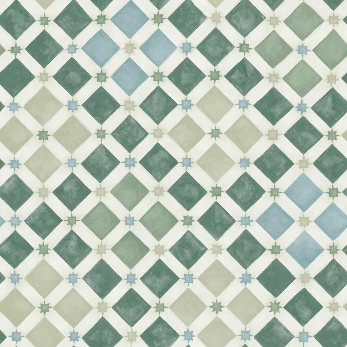 Zellige - Olive & Print Room Blue - COLE & SON Papel pintado