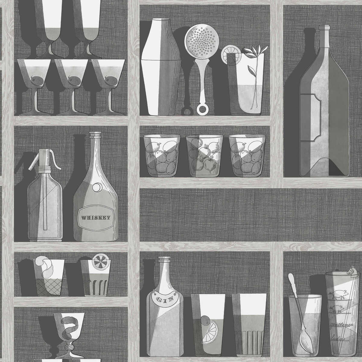 Cocktails - Soot/Snow - Cole & Son Wallpaper