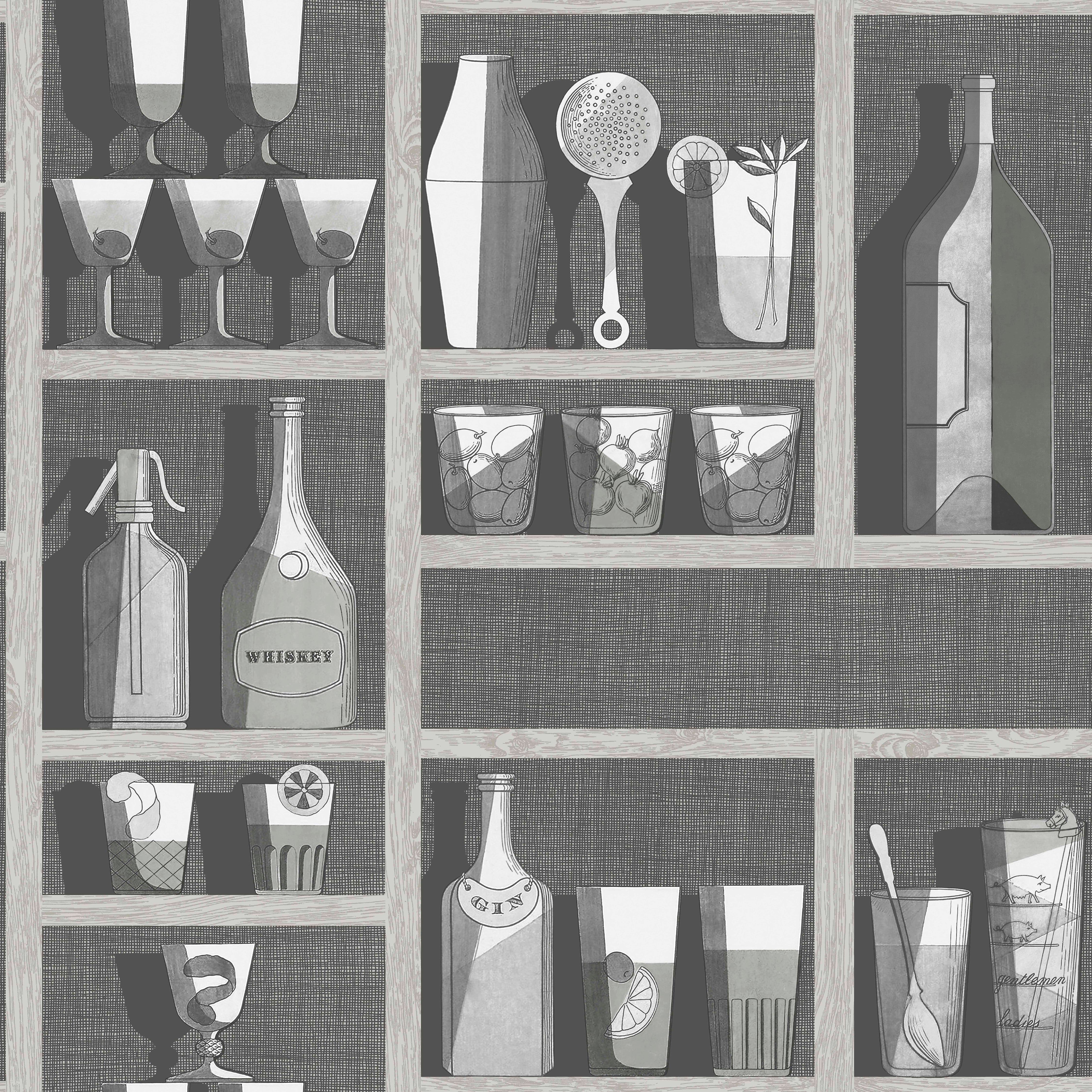 Cocktails - Soot/Snow - Cole & Son Wallpaper