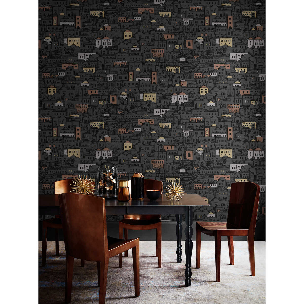 Mediterranea - Charcoal & Metallic - COLE & SON Wallpaper