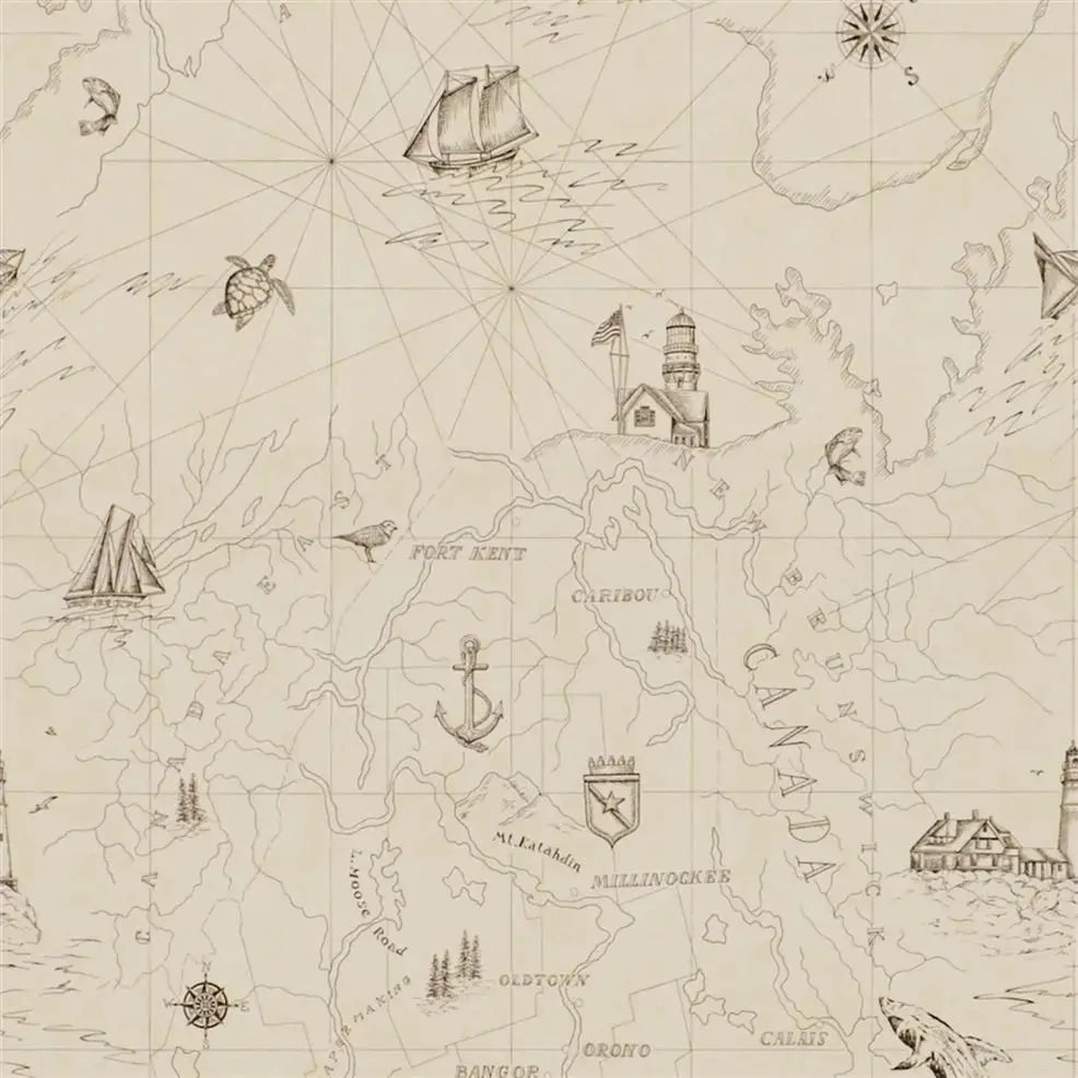 PRL5027/01 Shipping Lanes Map Bone by Ralph Lauren - The WorkRm