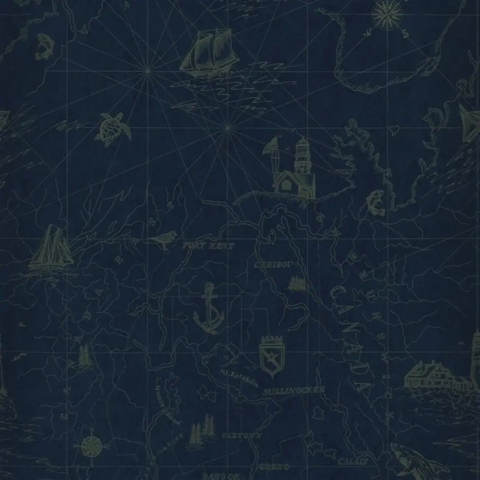 PRL5027/01 Shipping Lanes Map Brilliant Blue by Ralph Lauren - The WorkRm