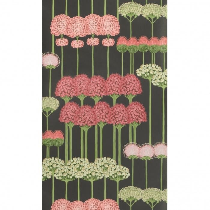 Allium - Coral/L Green/Char - Cole & Son Wallpaper
