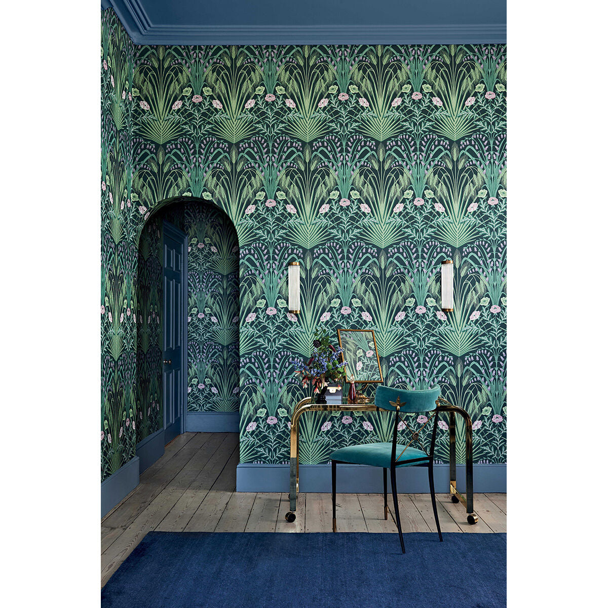 Bluebell - Teal/Gold/Petrol - Cole & Son Wallpaper