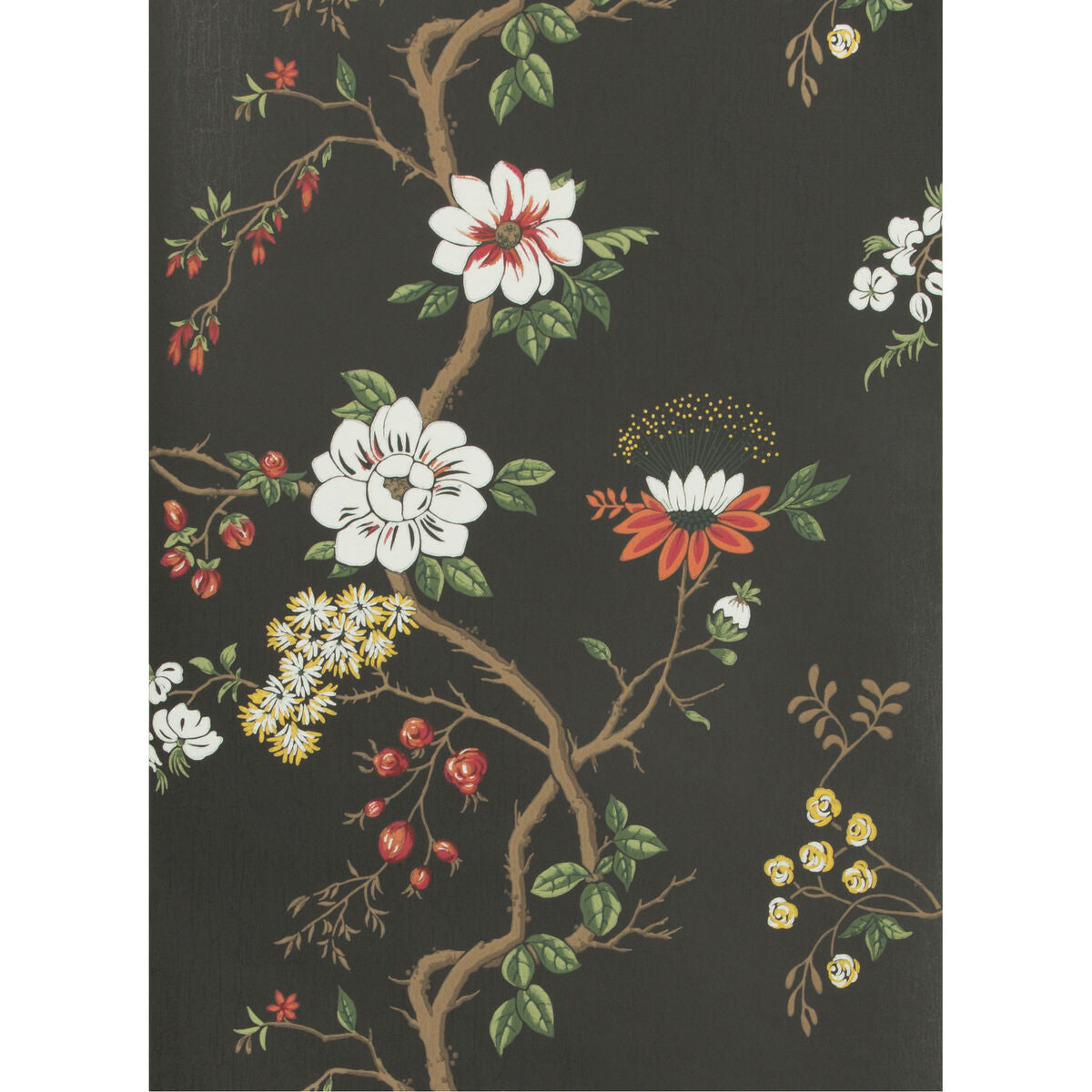 Camellia - White/Red/Charco - Cole & Son Wallpaper